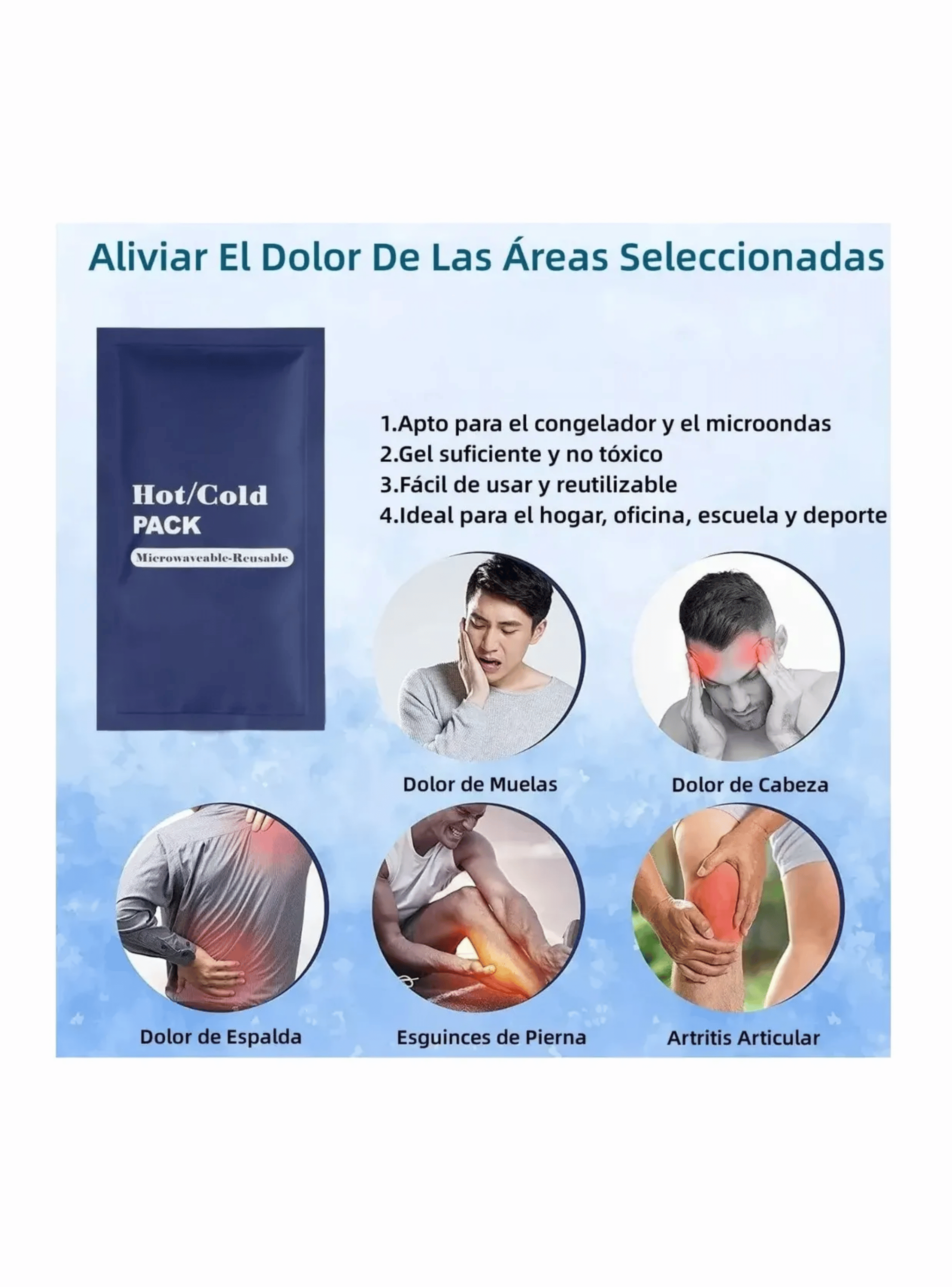 Compresa Gel Frio Calor Lesiones Golpes Reutilizable 23x13cm-3