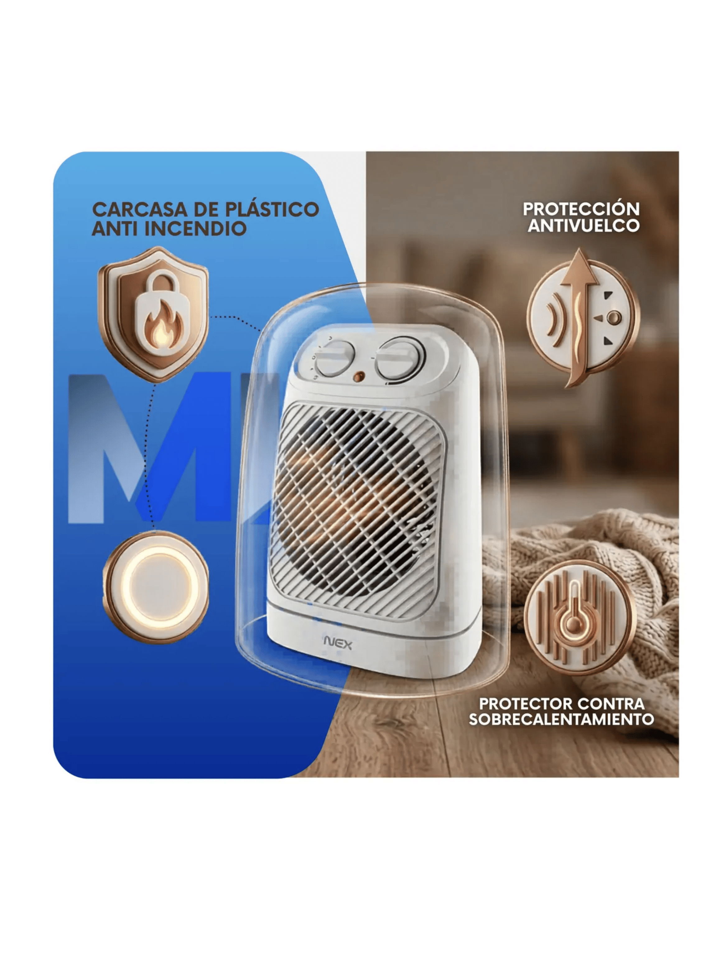 Pack 2 Termoventilador Nex 2000w Oscilante Calor Inmediato-4