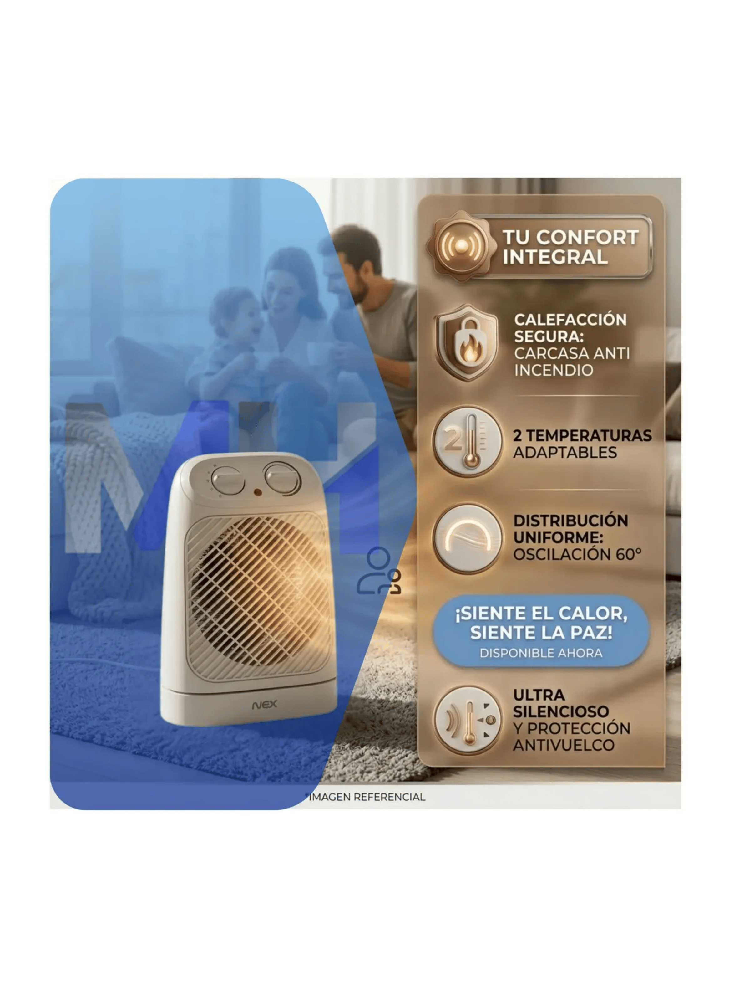 Pack 2 Termoventilador Nex 2000w Oscilante Calor Inmediato-5