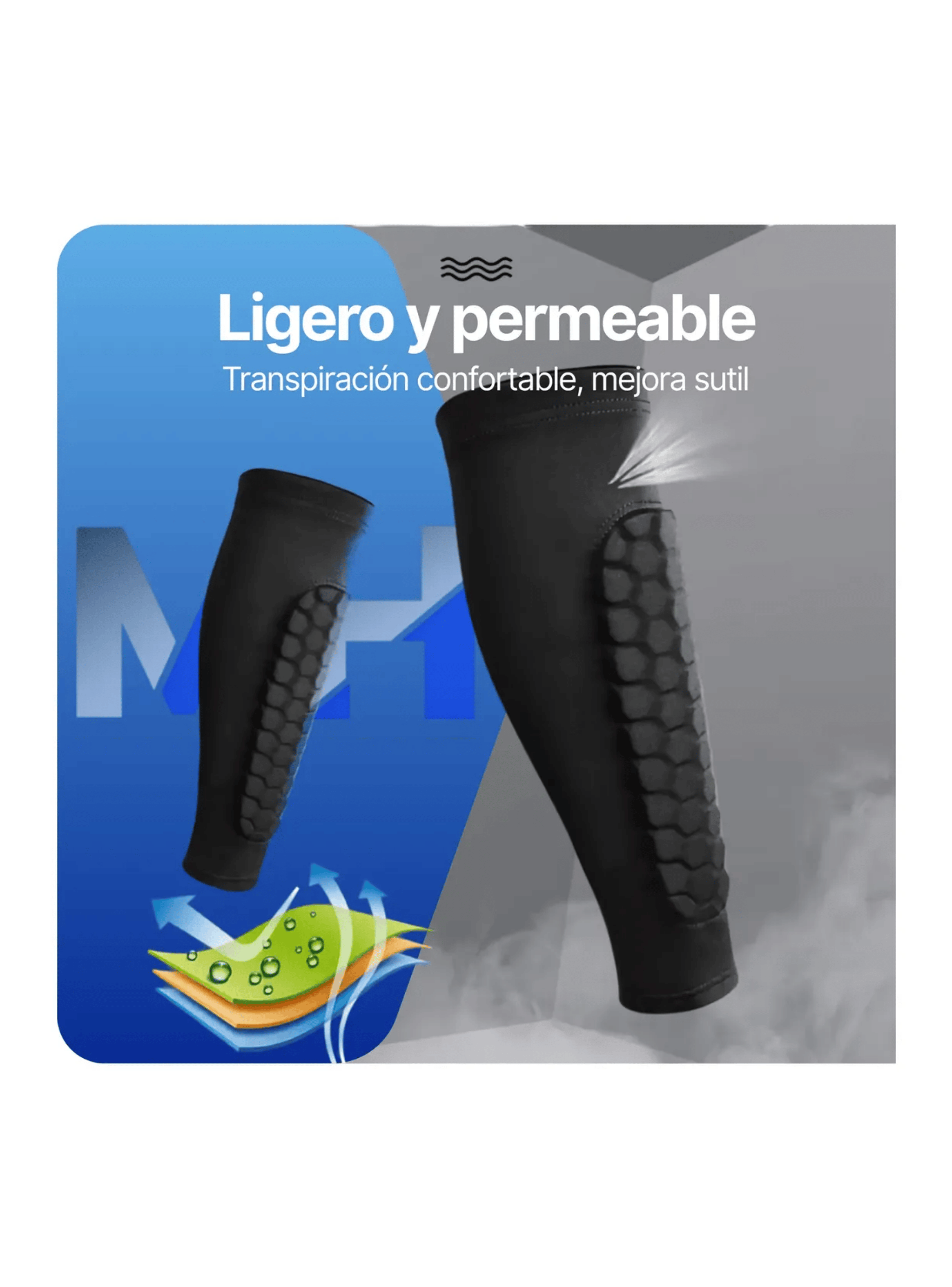 Pantorrilla Manga Compresion Espinillera Panal Futbol Deportivo Azul Talla M-5