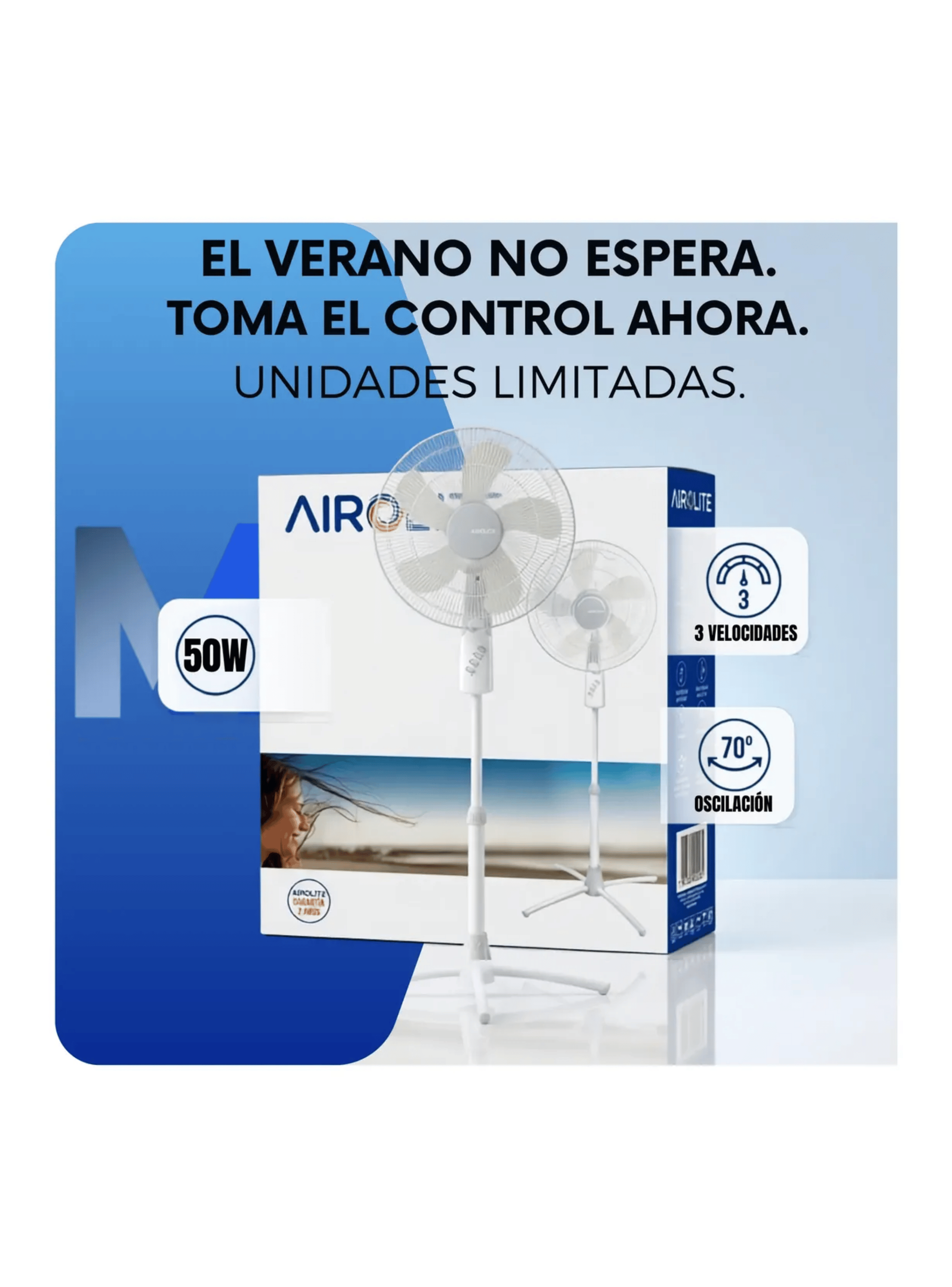 Ventilador Pedestal 16 Pulgadas Airolite V16p6 50w Silencios-3