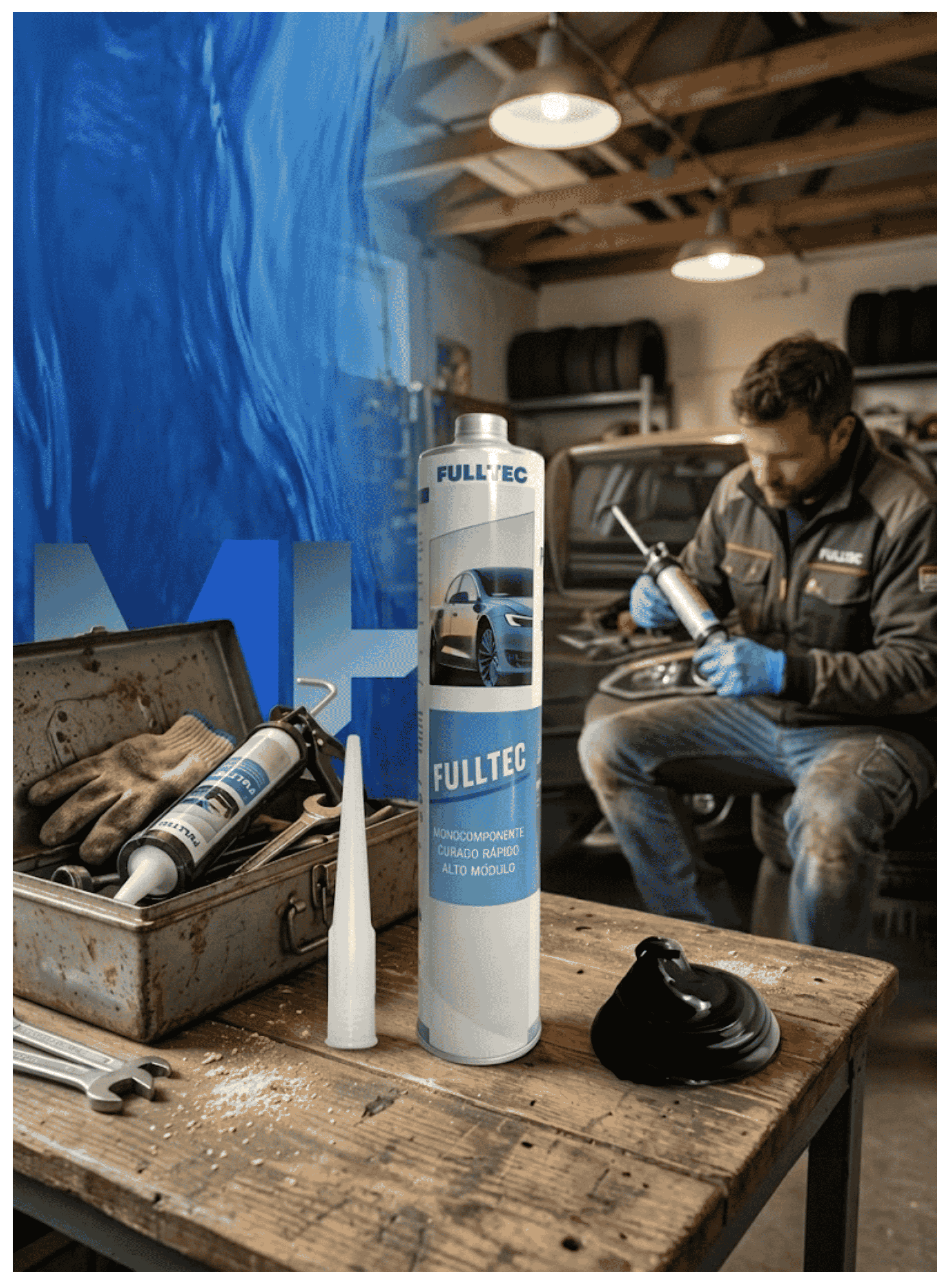 Pegamento Parabrisas Fulltec Automotriz Curado Rapido 300ml-2