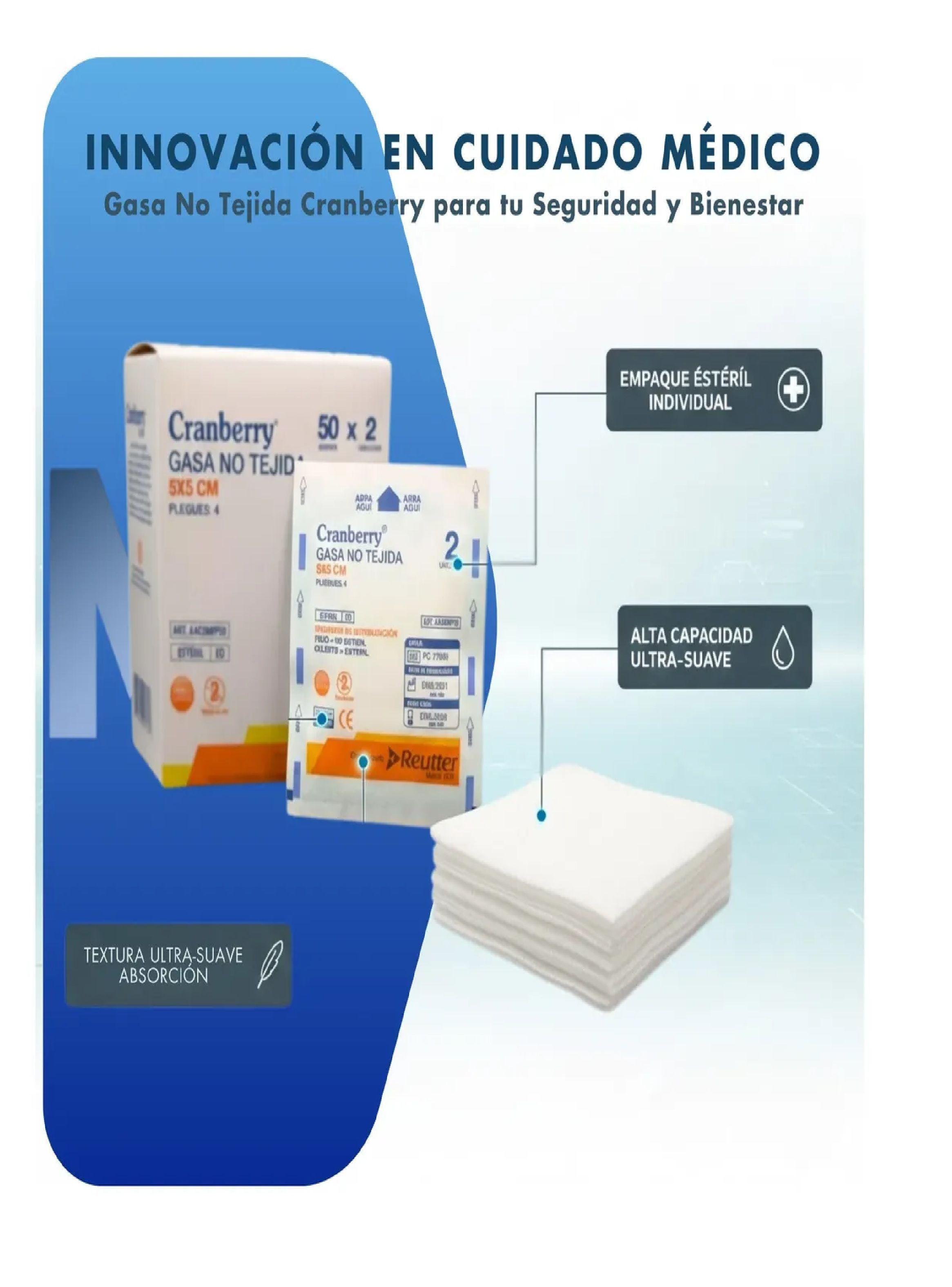 Cajas Gasa No Tejida Estéril 5x5 Cranberry (500 Sobres)-3