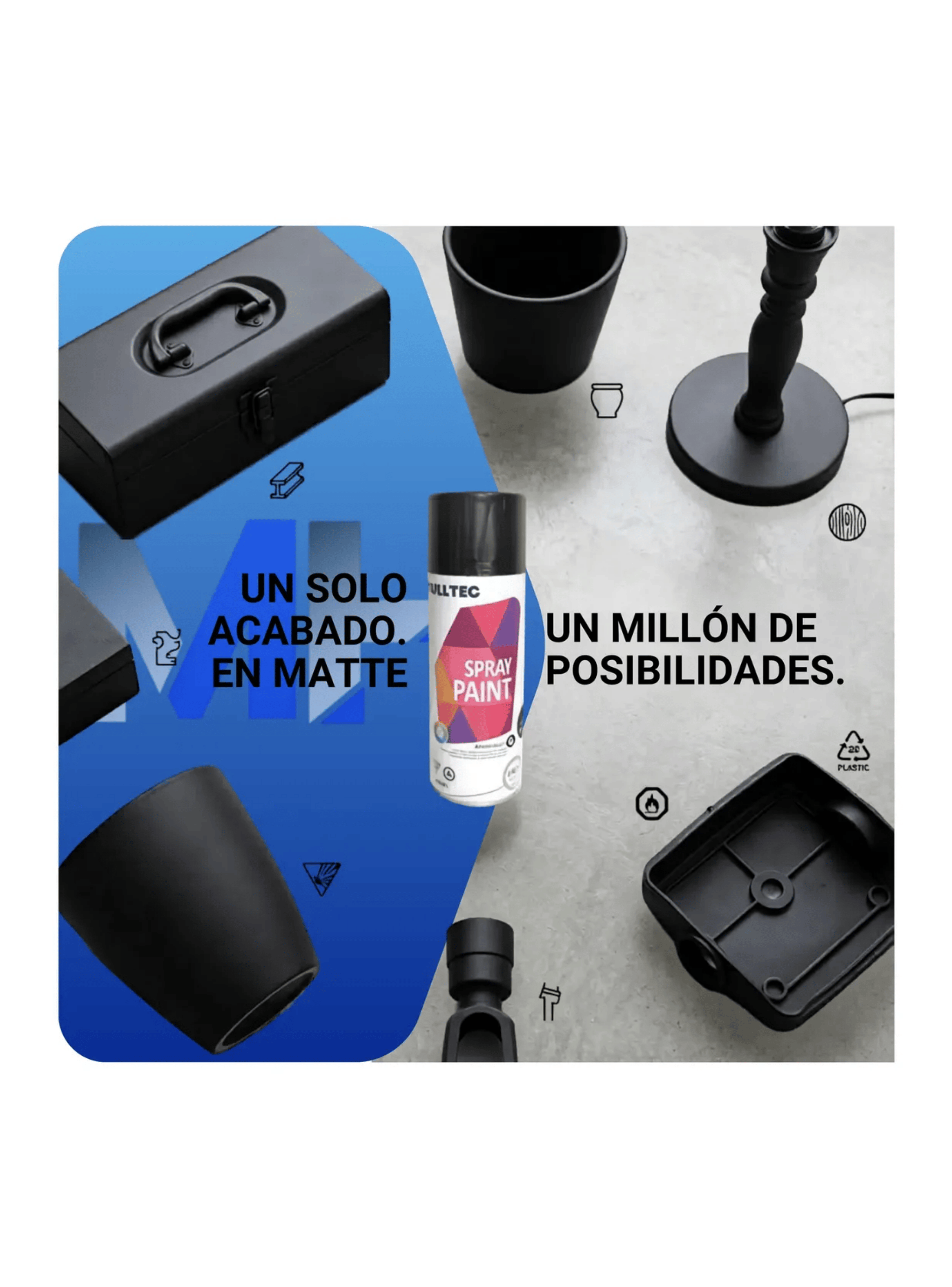 Spray Tela Madera Metal Plastico Vehicular Colores Negro Mate-4