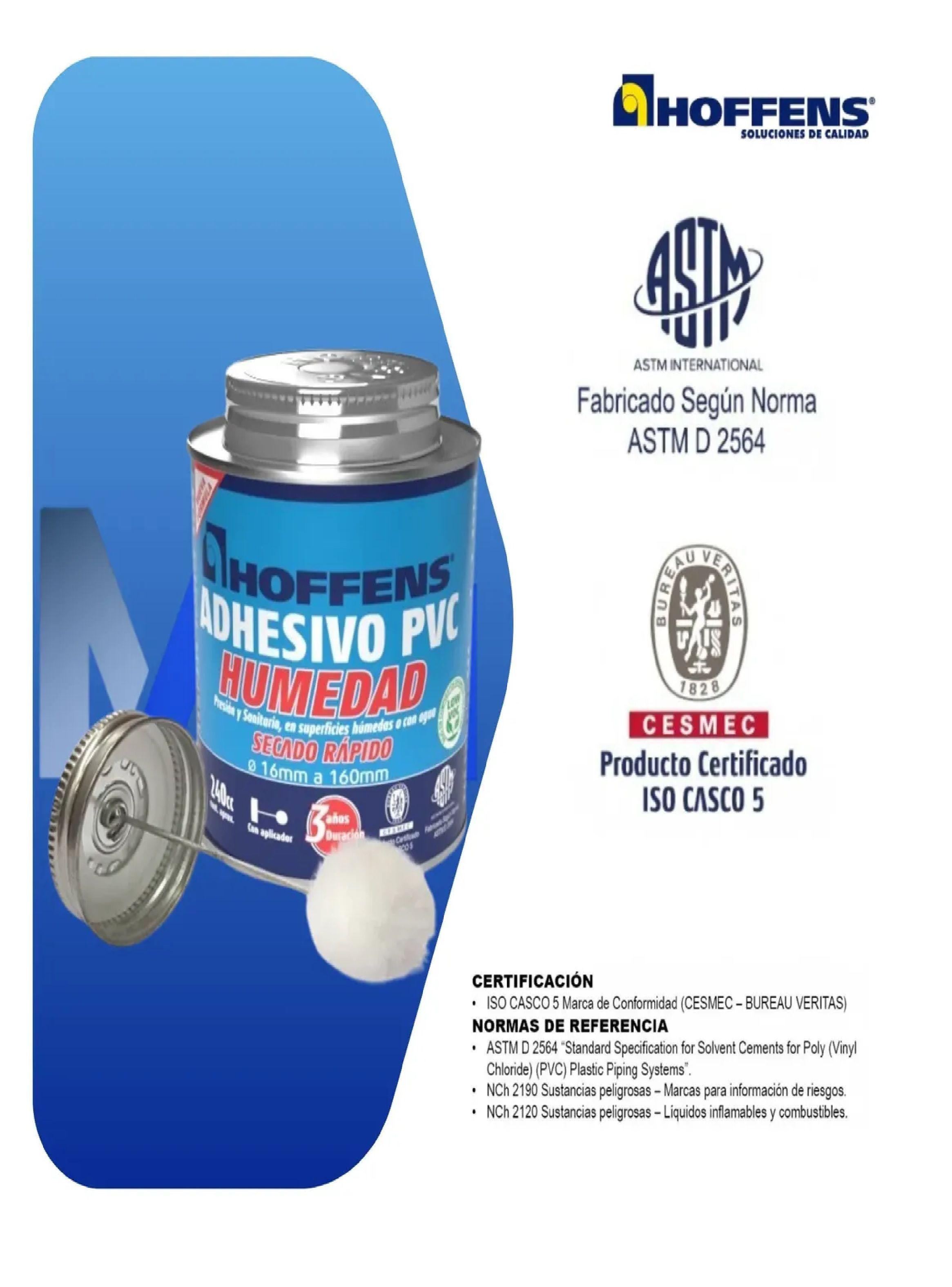 Adhesivo Pvc Humedad Hoffens Lata 240cc Azul Secado Rapido-1