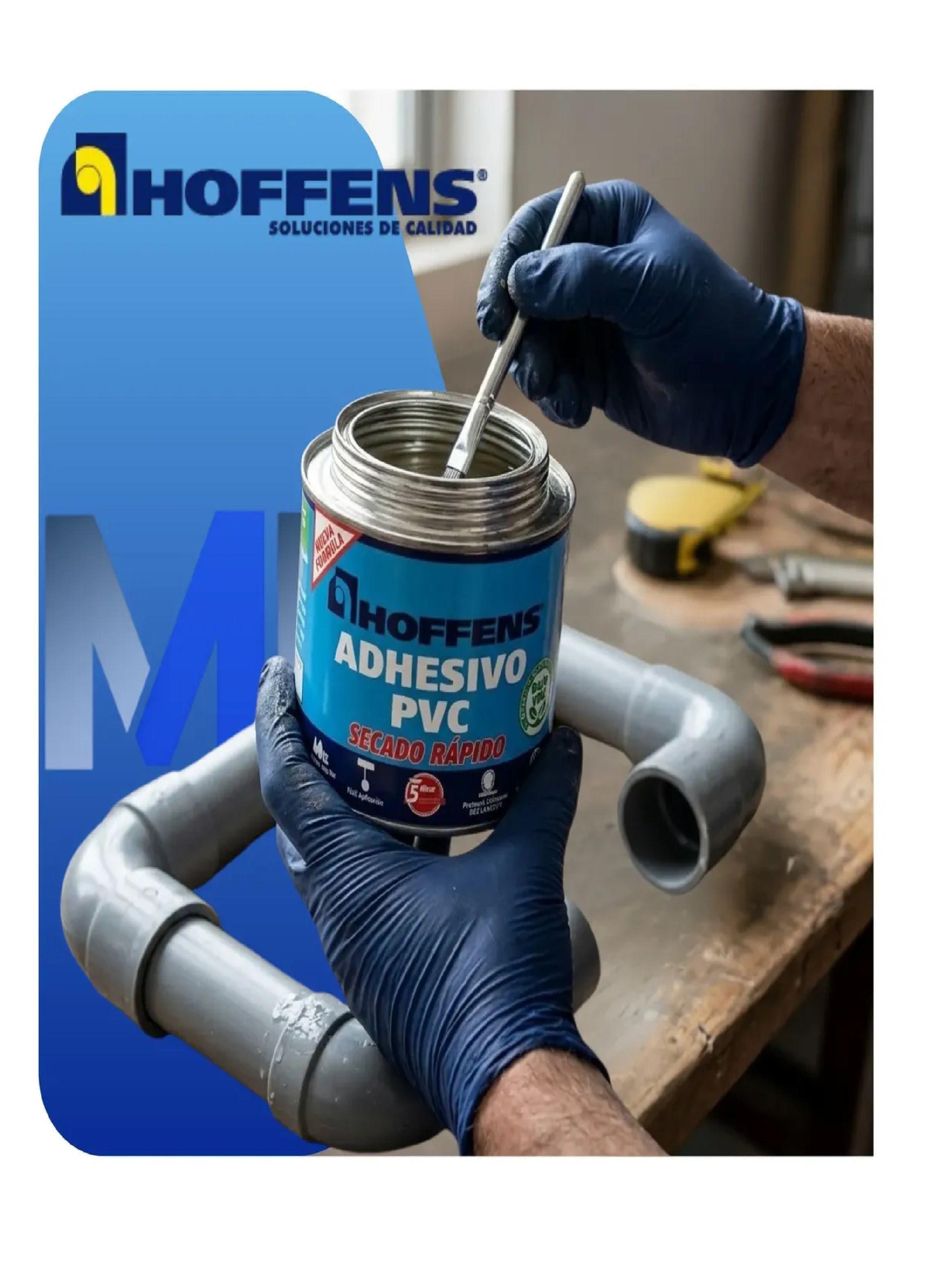 Adhesivo Pvc Humedad Hoffens Lata 240cc Azul Secado Rapido-2