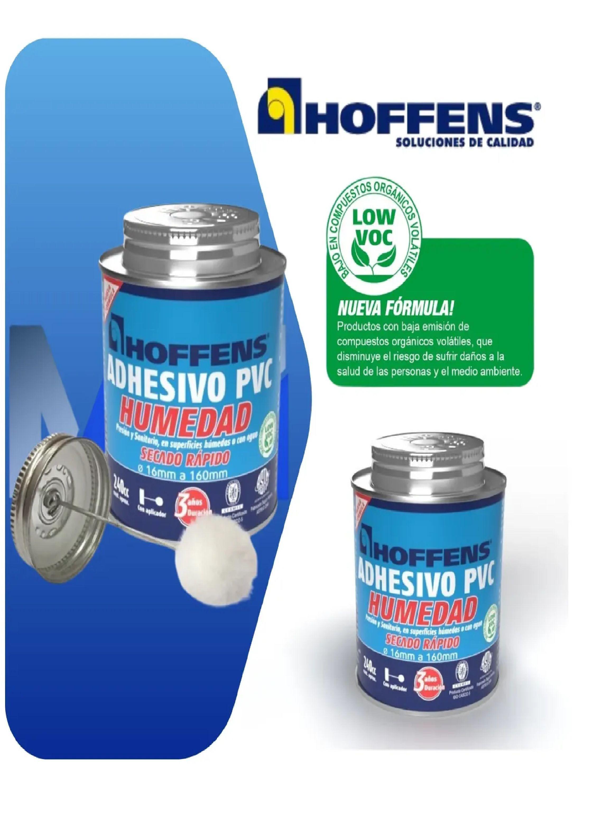 Adhesivo Pvc Humedad Hoffens Lata 240cc Azul Secado Rapido-3