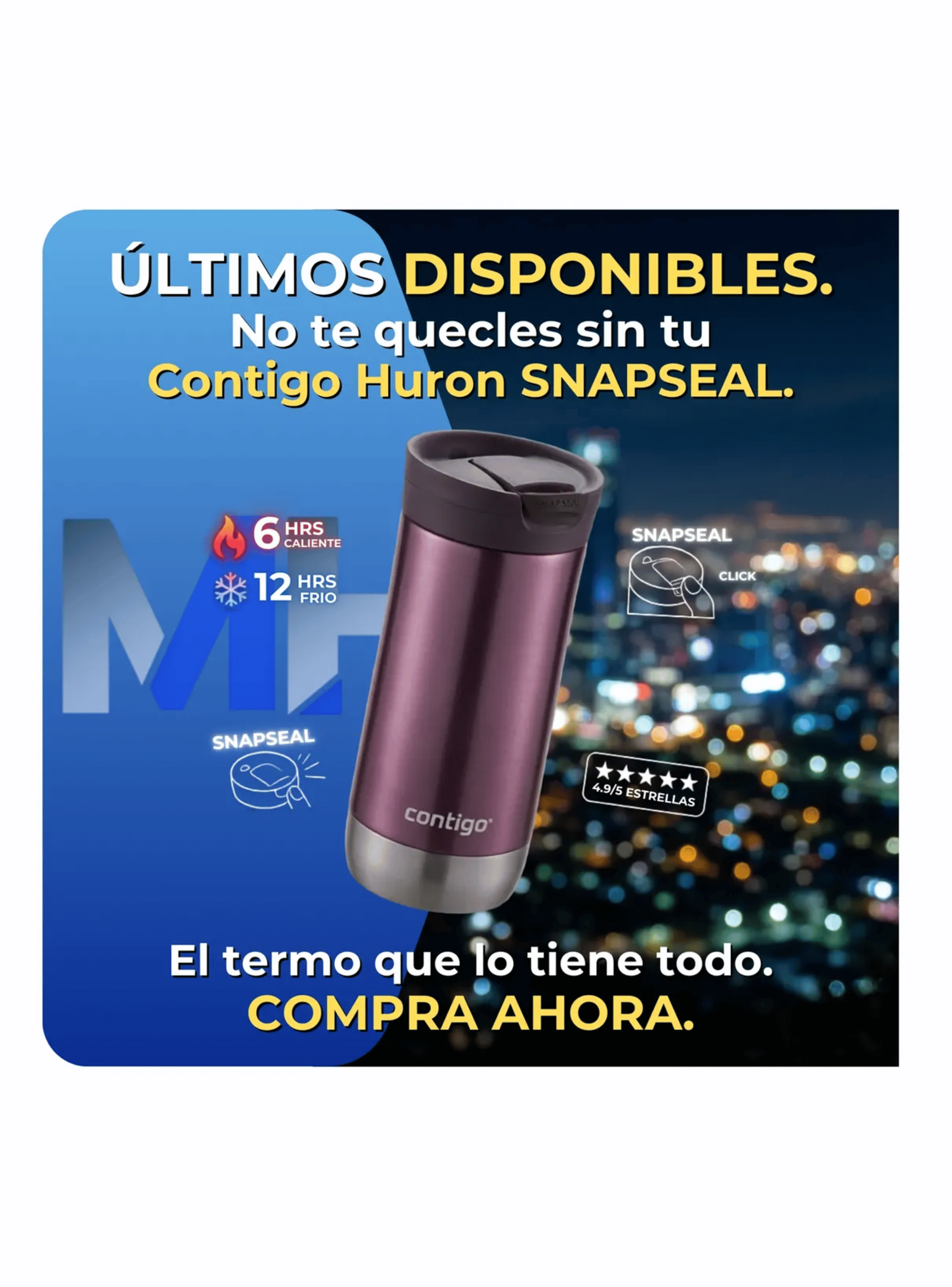 Vaso Termico Contigo Huron 473ml Pine Berry Autoseal 18 8-3