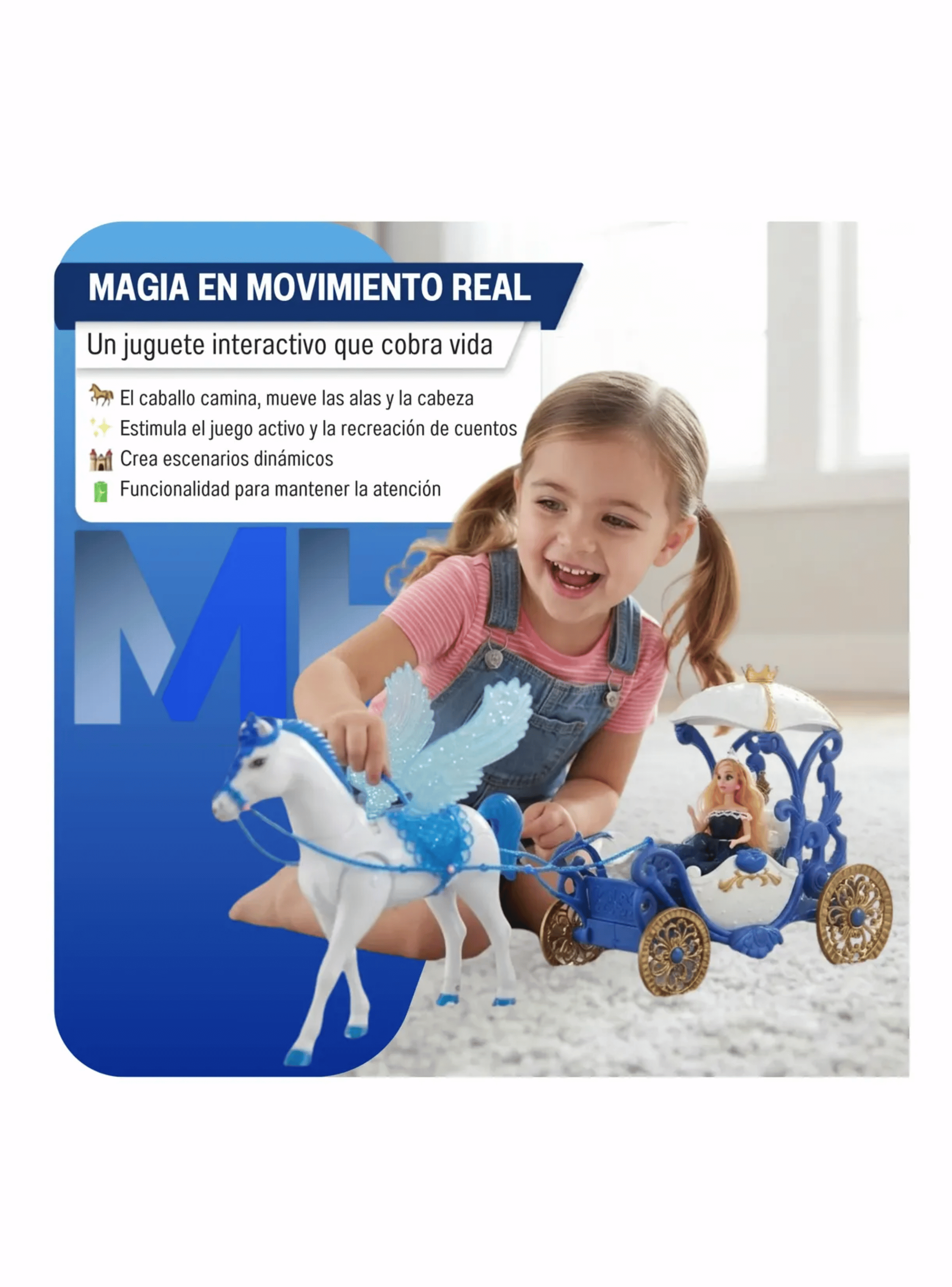 Set Carroza Real Con Mu eca Y Pegaso Con Sonido Y Se Mueve-2