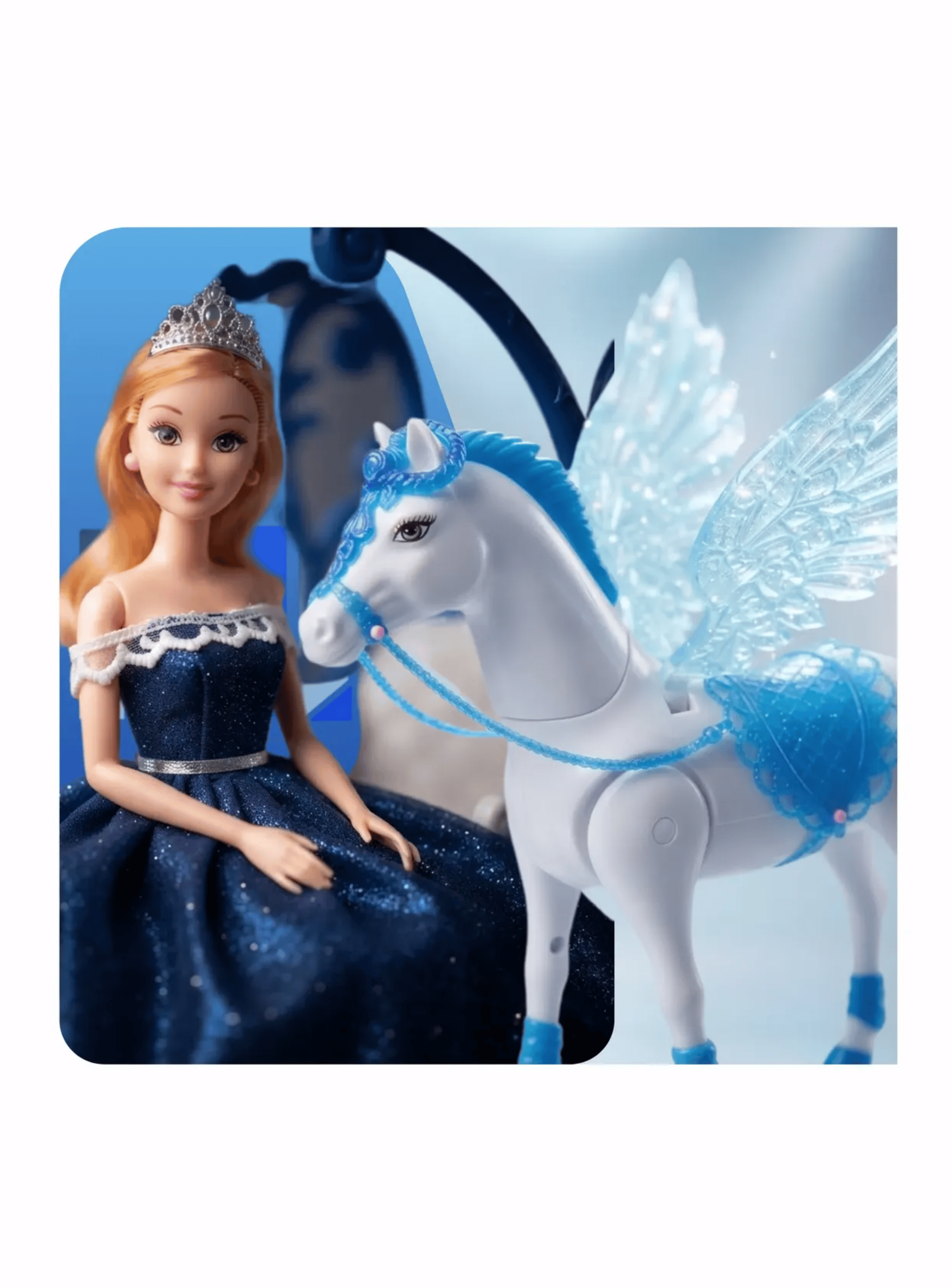 Set Carroza Real Con Mu eca Y Pegaso Con Sonido Y Se Mueve-3
