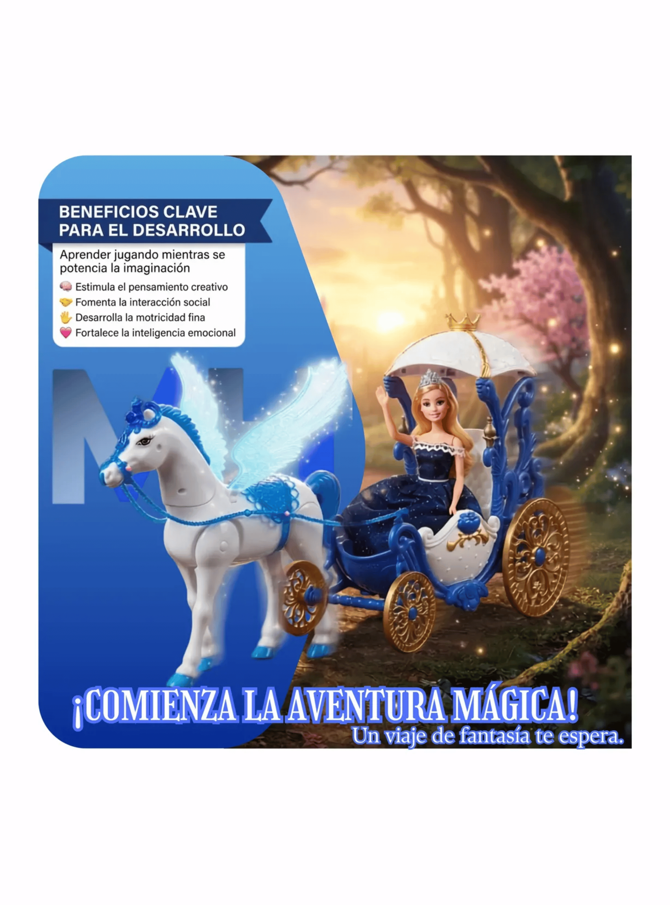 Set Carroza Real Con Mu eca Y Pegaso Con Sonido Y Se Mueve-5