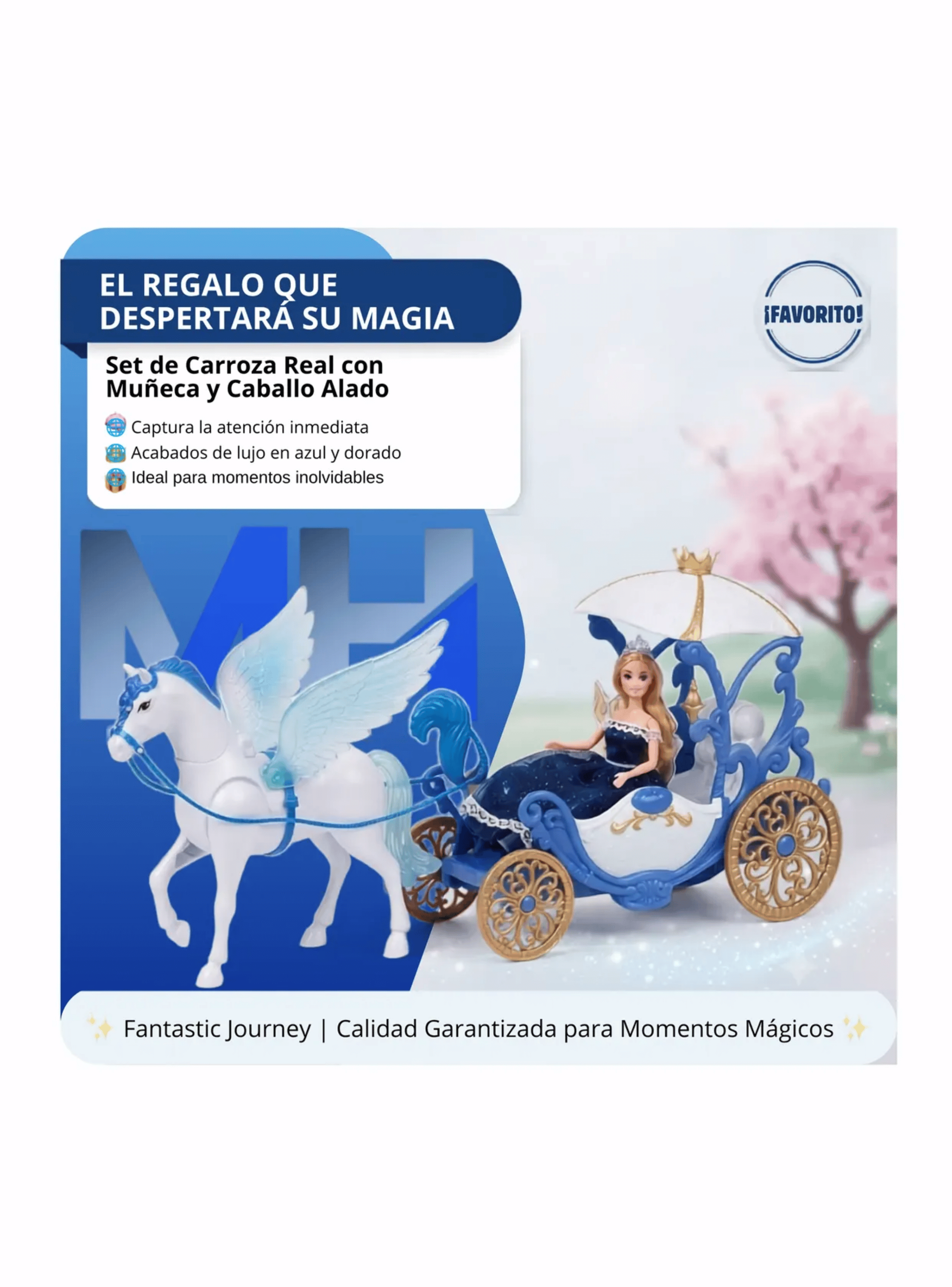 Set Carroza Real Con Mu eca Y Pegaso Con Sonido Y Se Mueve-6