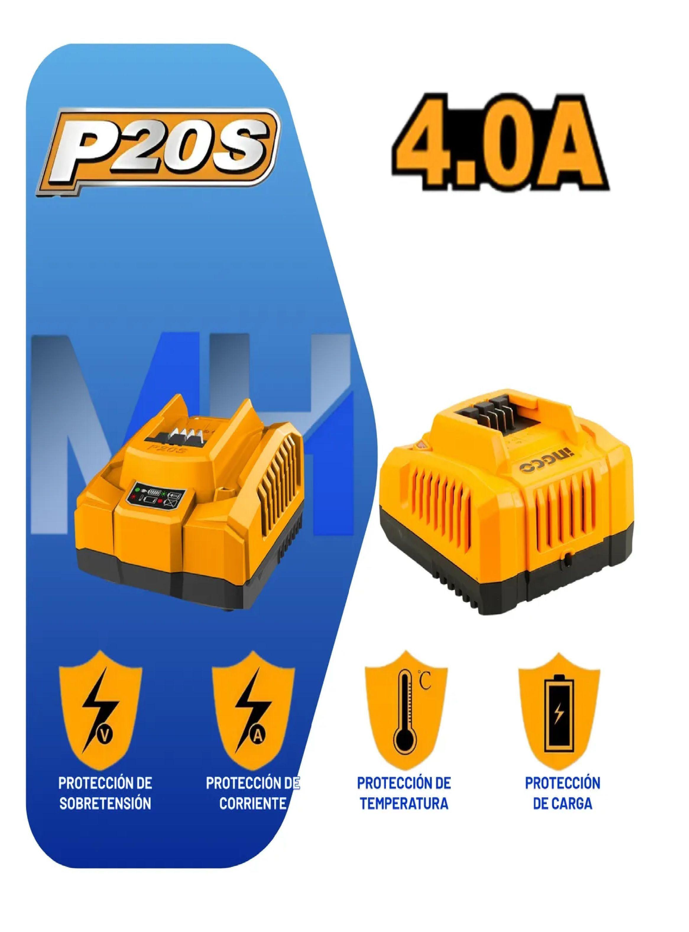 Cargador Rapido Industrial Ingco 20v 4ah Carga Turbo Bateria-1