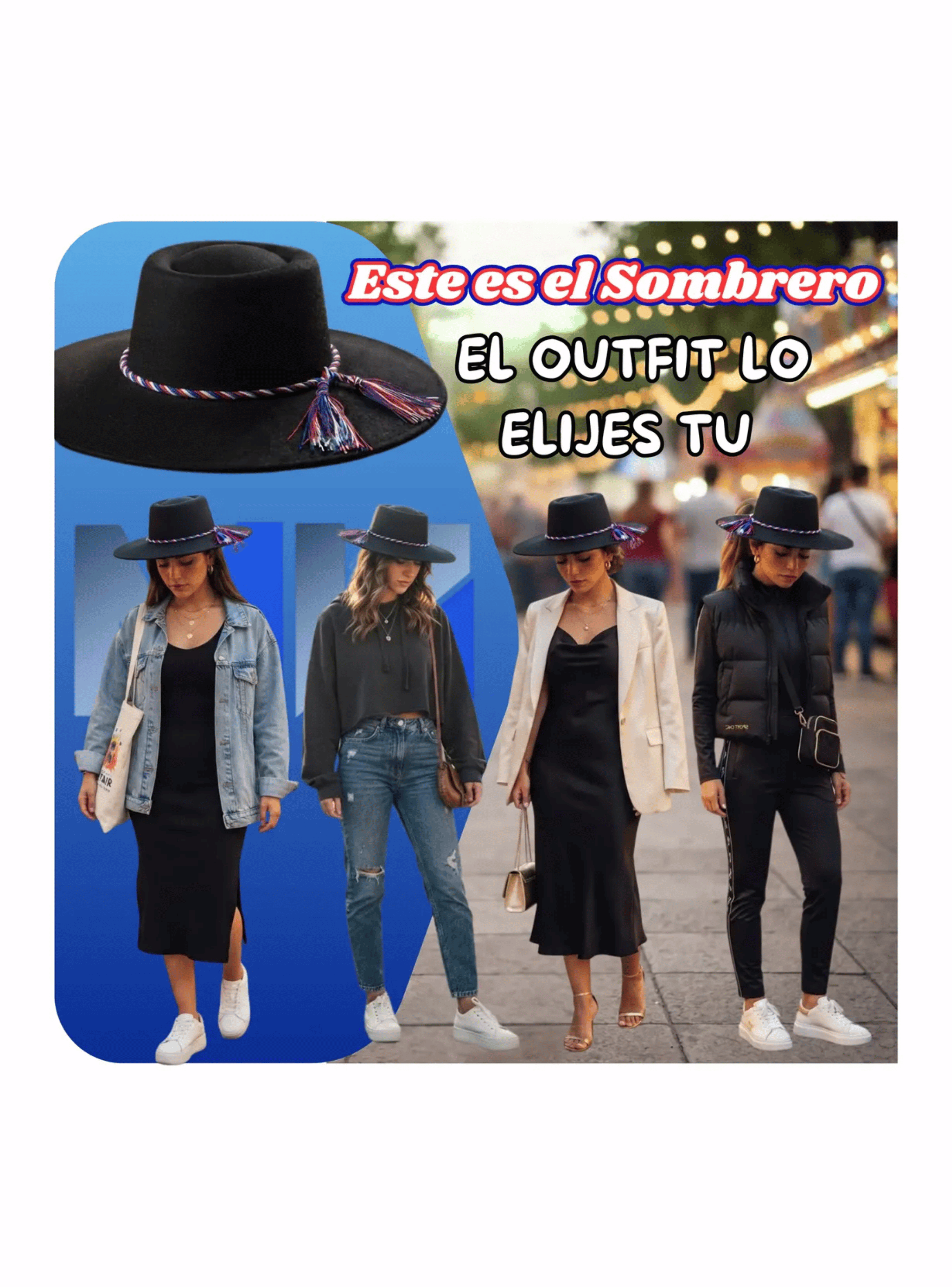 Sombrero De Huaso Negro Ala Ancha Con Cord n Tricolor 36 Cm-4