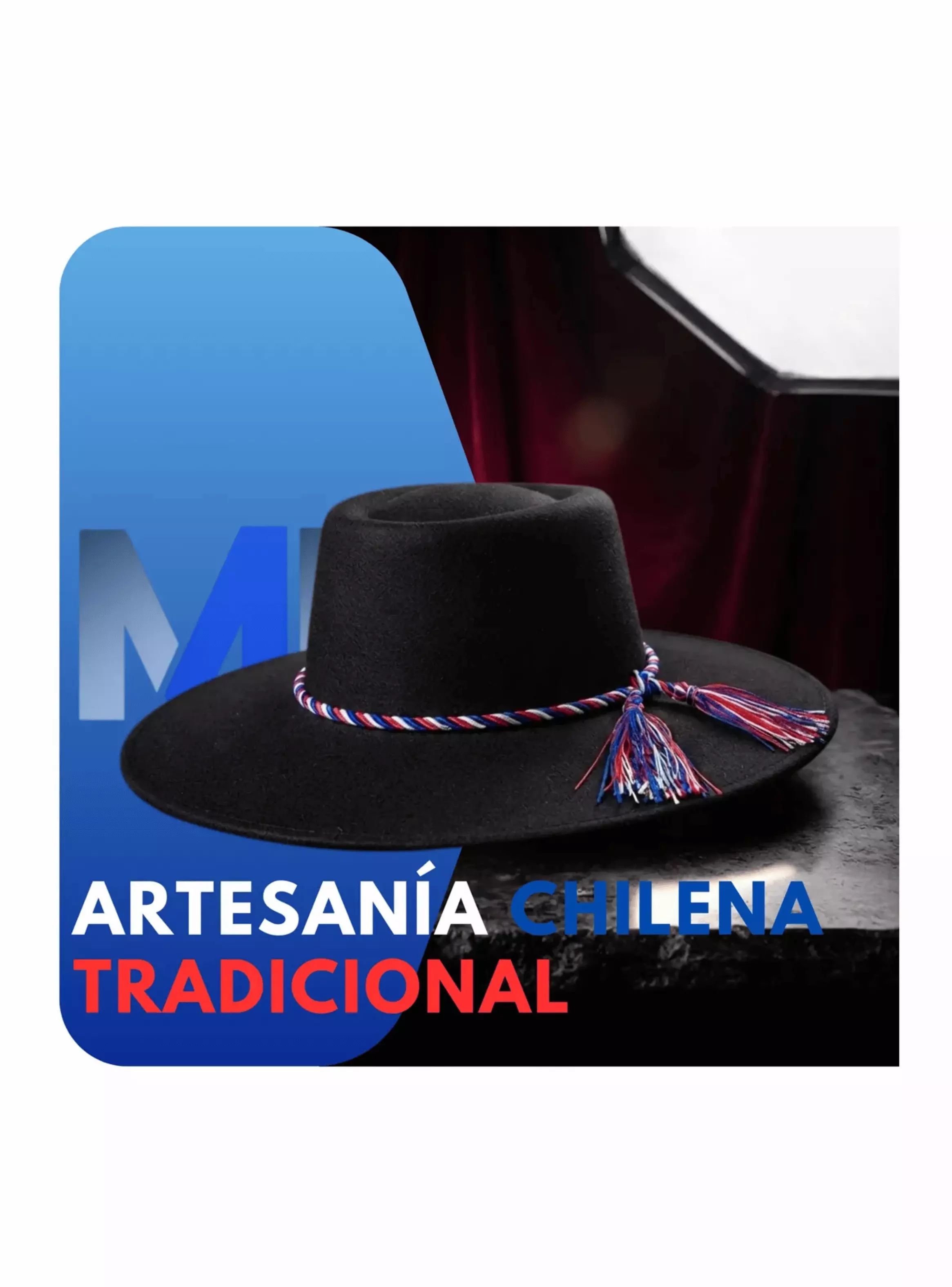 Sombrero De Huaso Negro Ala Ancha Con Cord n Tricolor 36 Cm-6