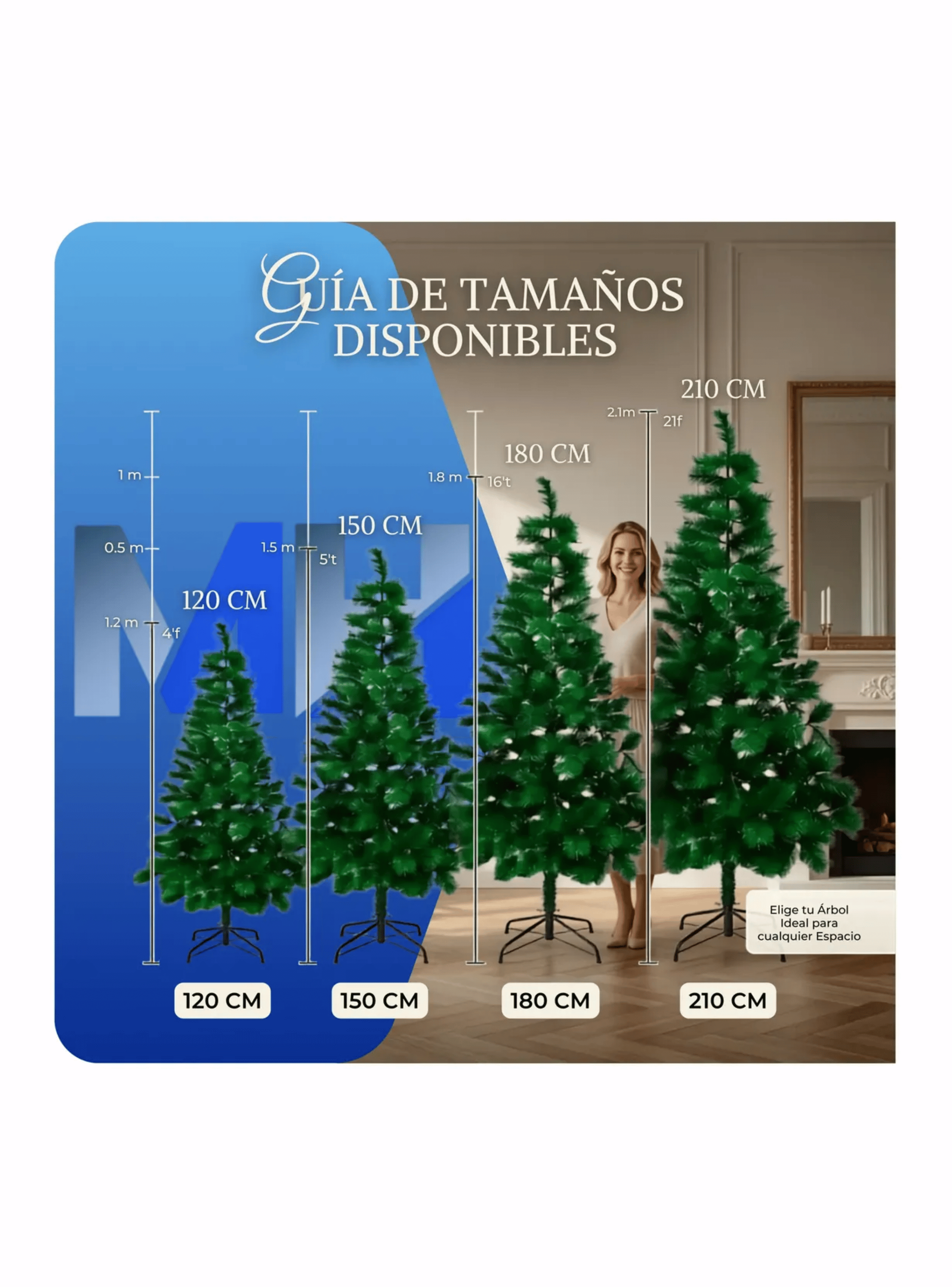 Arbol De Navidad Base Metalica Facil Armado Verde Clasico-3