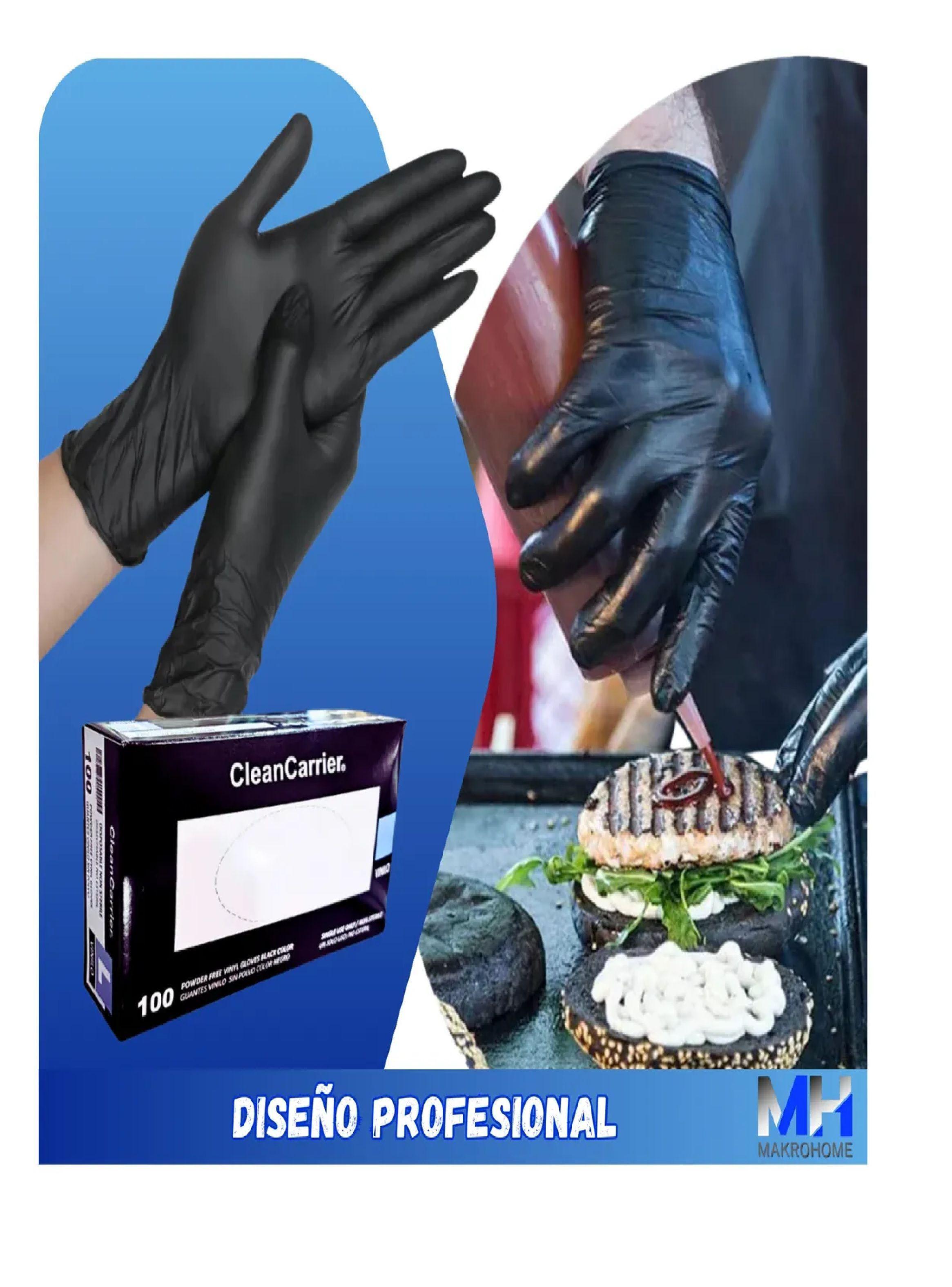 Pack X1000 Guantes De Vinilo Negro Cleancarrier Bioseguridad-5