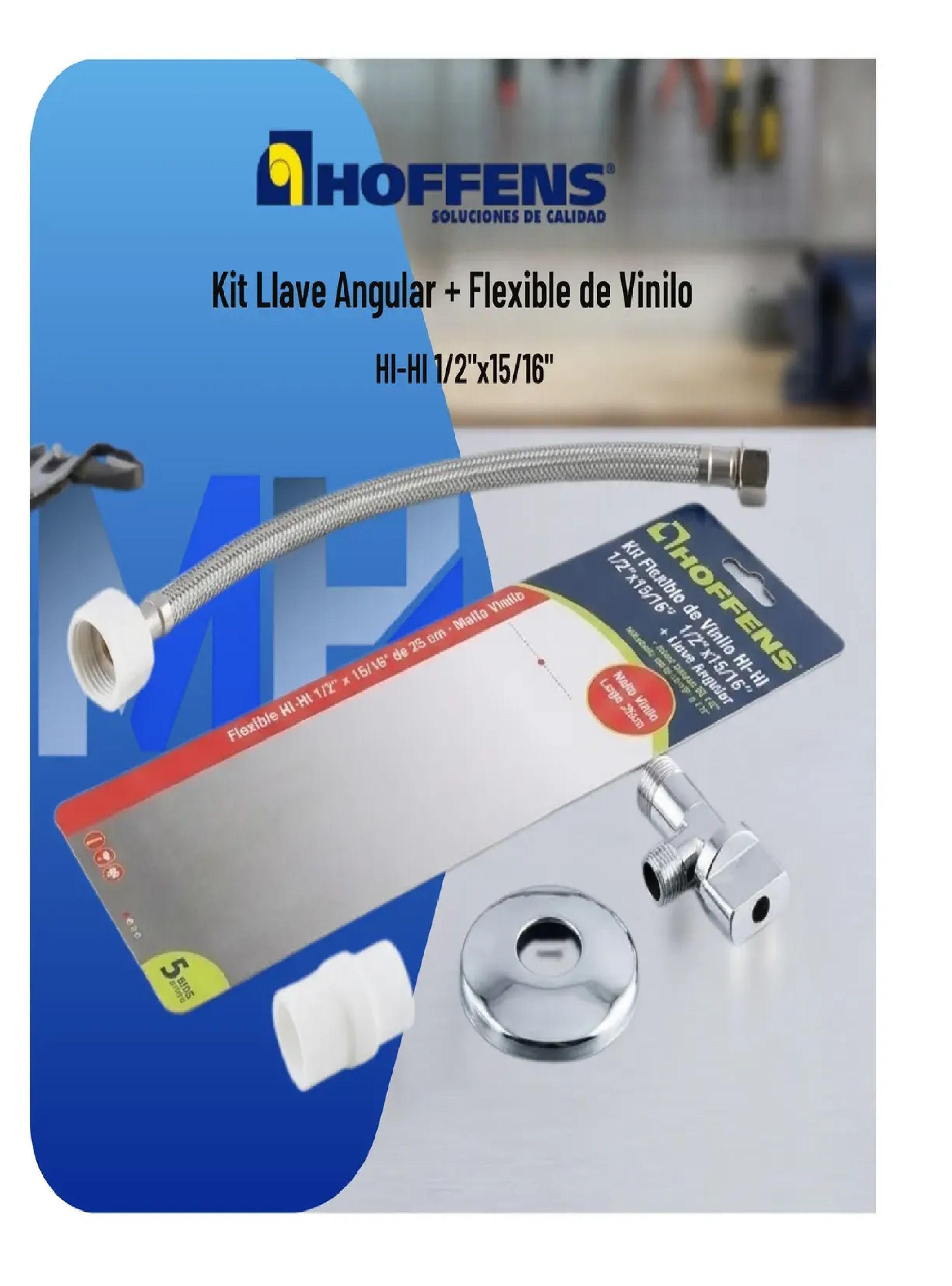 Kit Llave Angular Laton + Flexible Vinilo 30cm Wc Hoffens-4