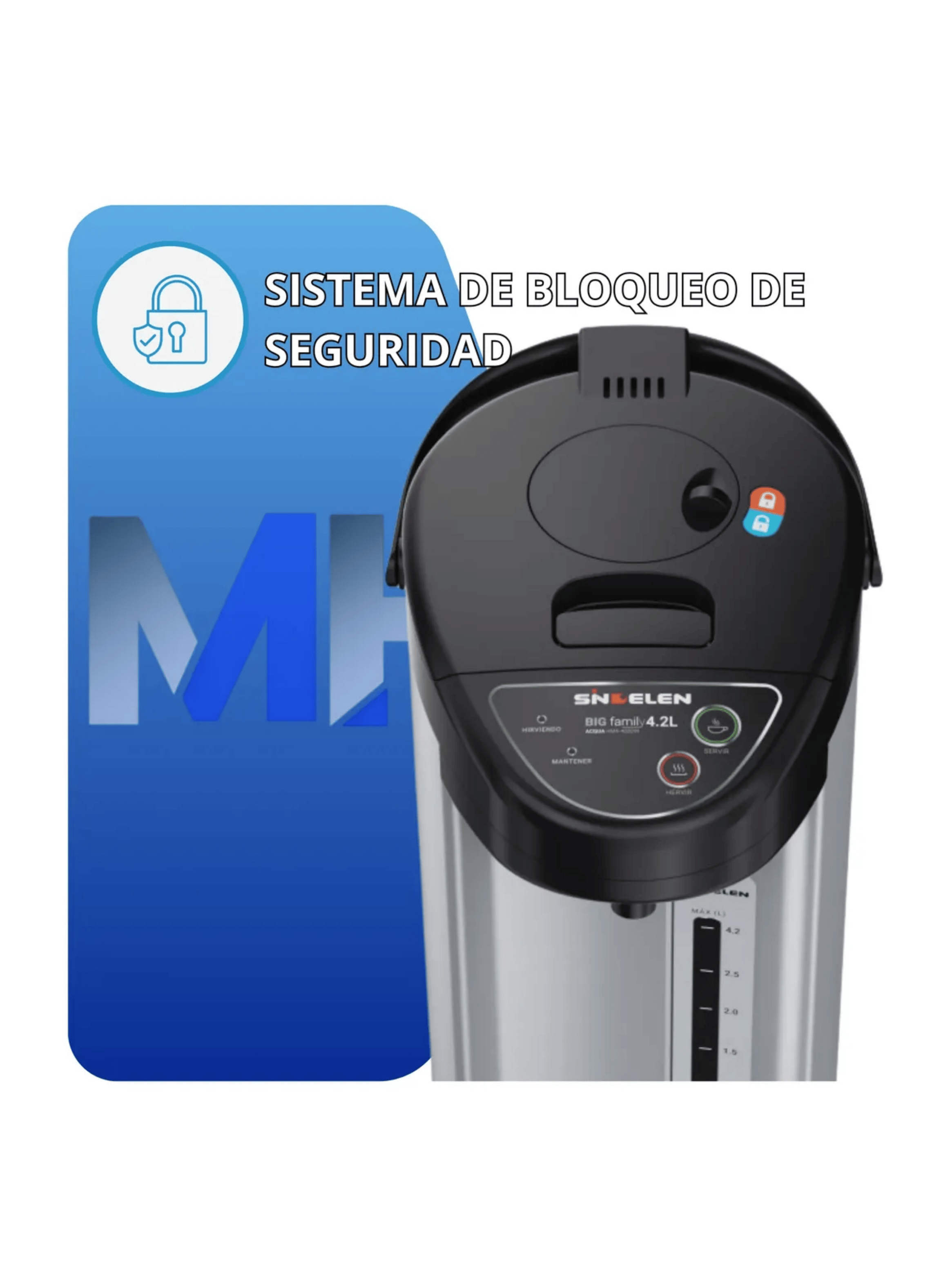 Hervidor Mantenedor Sindelen 4 2 Litros Hma4500in Acero Inox-1