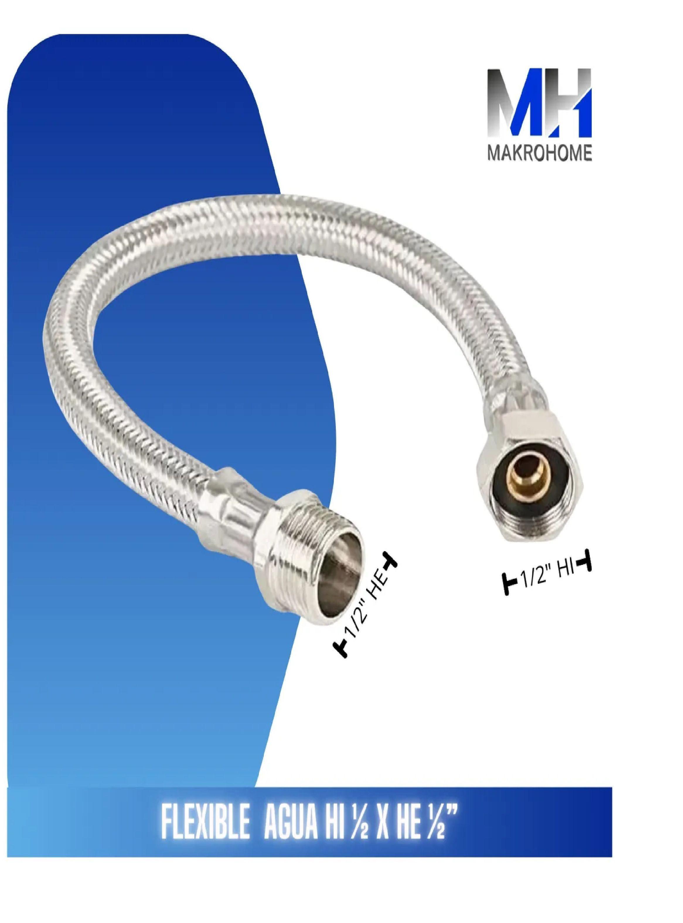 Flexible Agua He-hi 1/2 25 Cm Taumm Acero Inoxidable 200 Psi-1