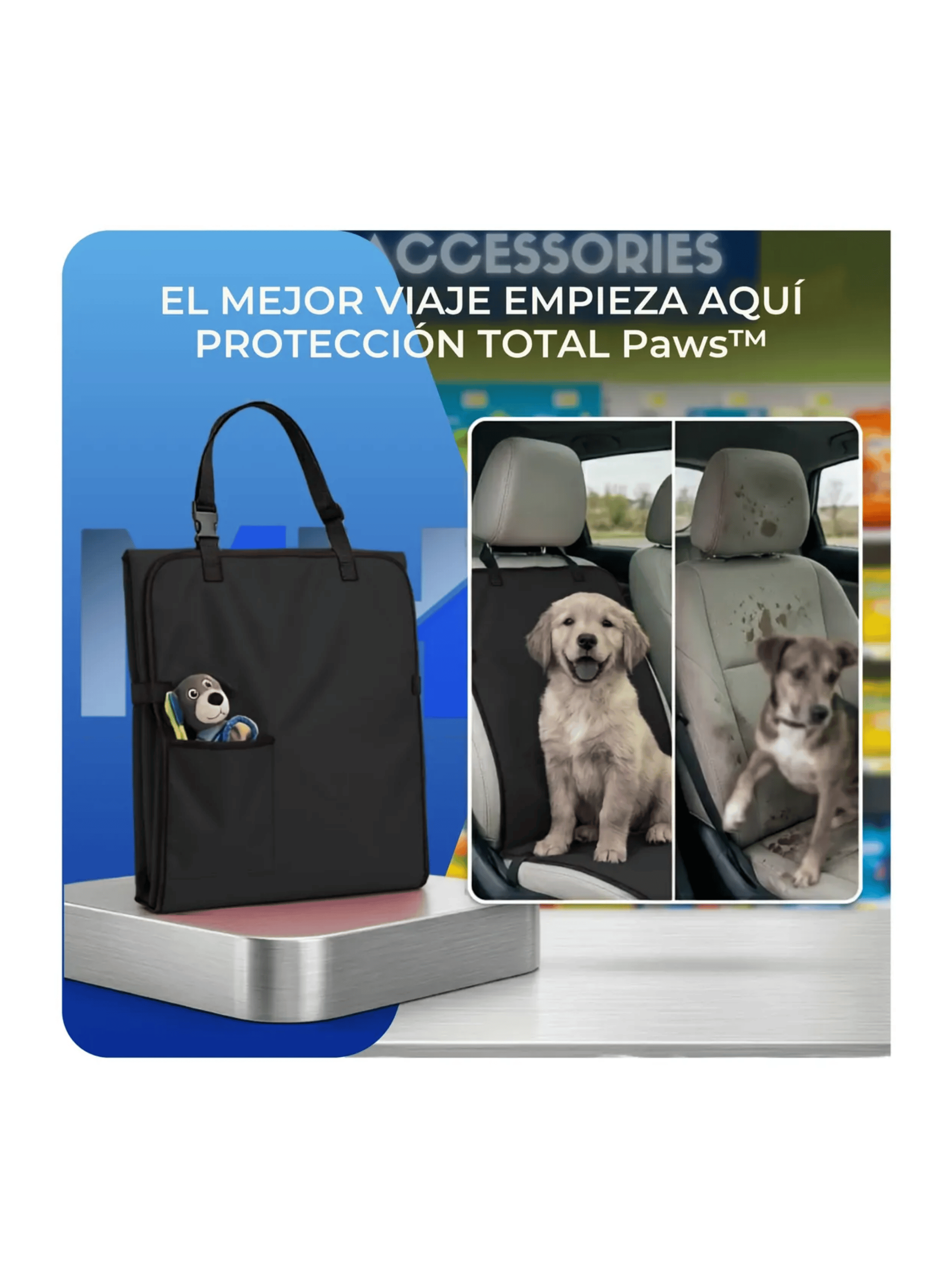 Cubre Asiento Auto Mascota Perro Gato Impermeable 120x60 Cm Negro-6