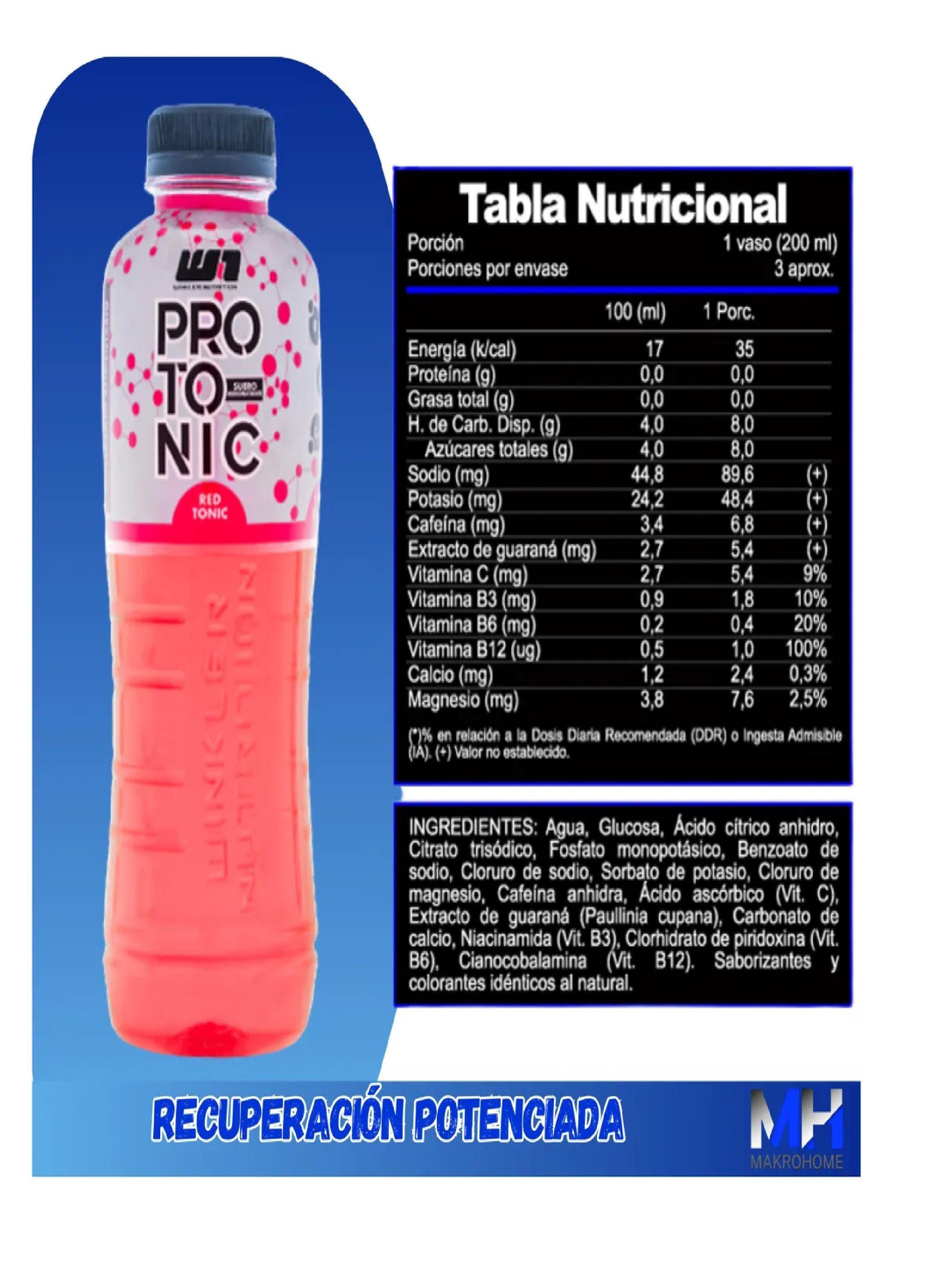 Pack X3 Protonic Bebida Isotonica 600ml Hidratacion Esencial Red Tonic-4