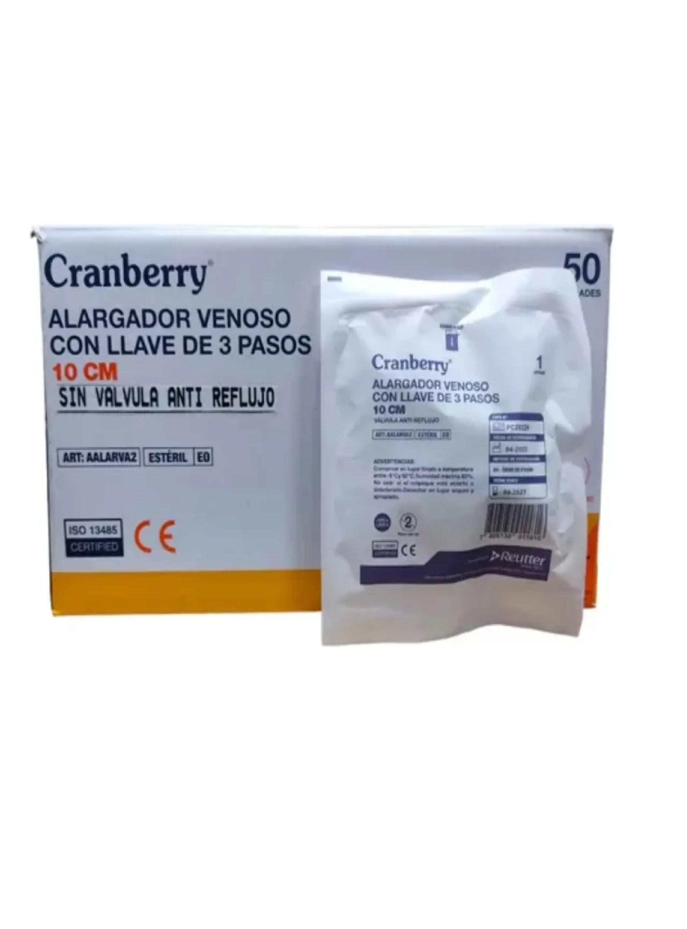 Alargador Venoso Con Llave 3 Pasos 10cm 50uni Cranberry-2
