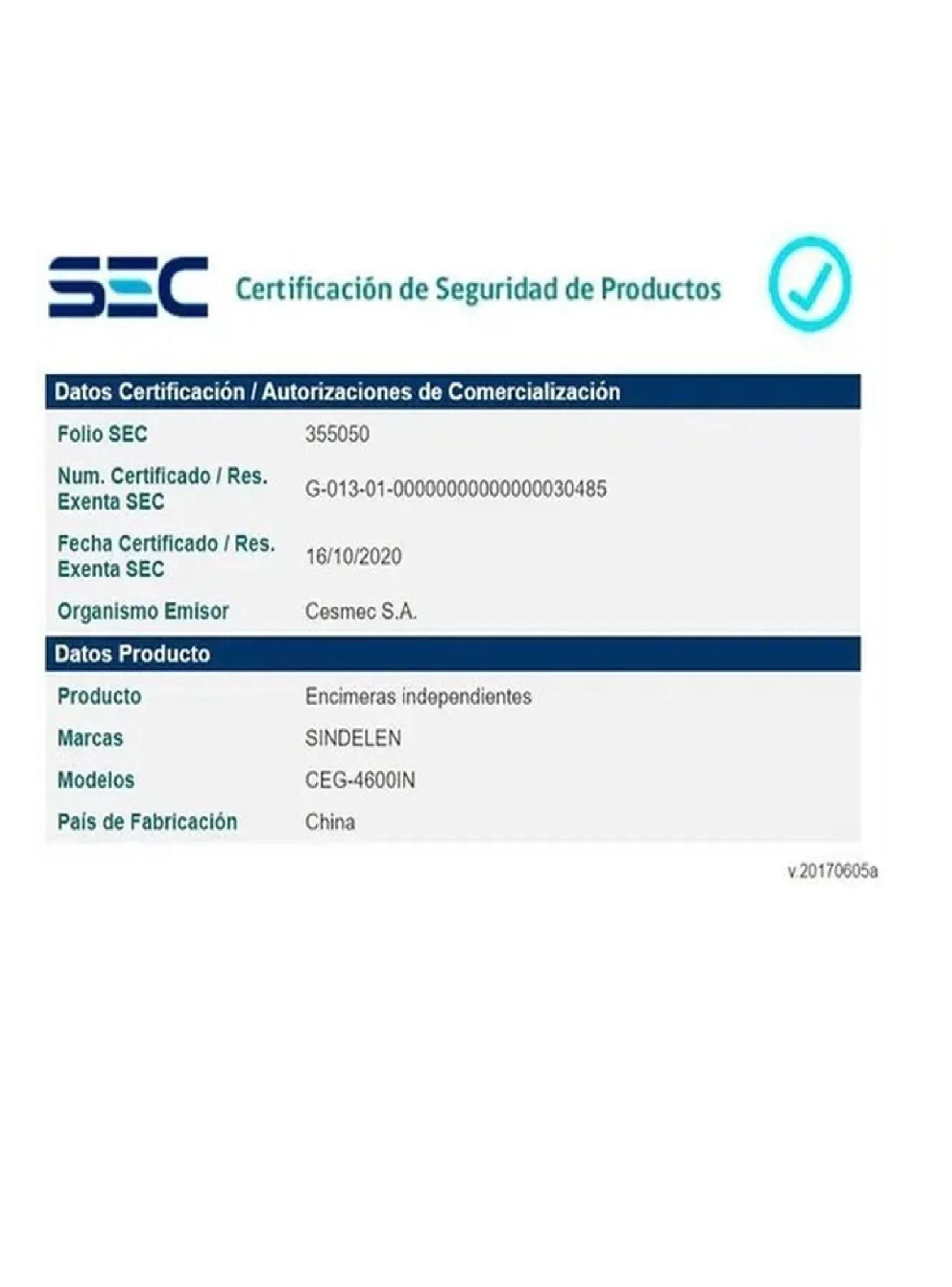 Encimera A Gas Sindelen Blanca Ceg-4600in Plateada 220v-5