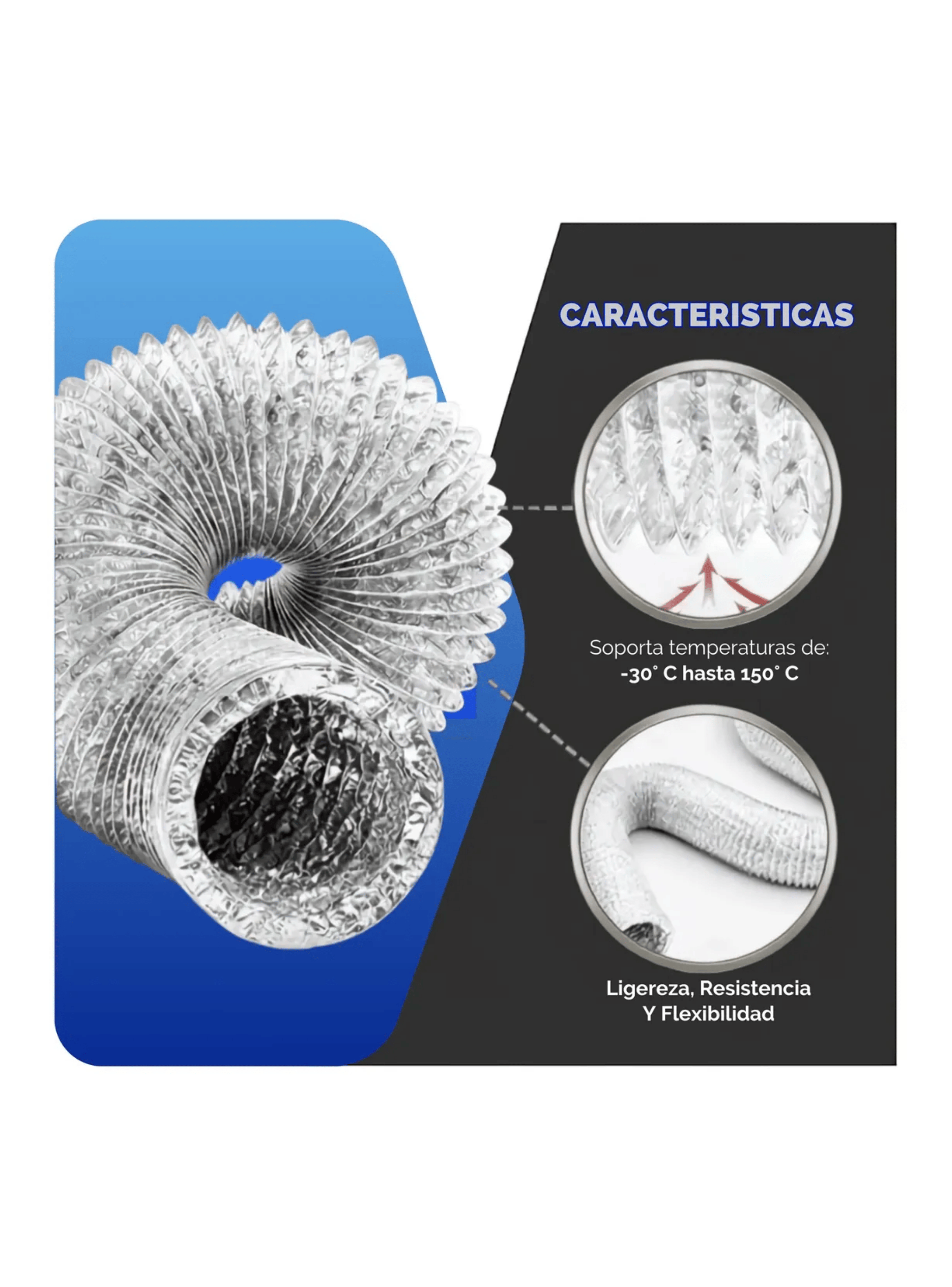 Ducto Tubo Flexible De Aluminio Para Ventilaci n 4 X 1mts-6