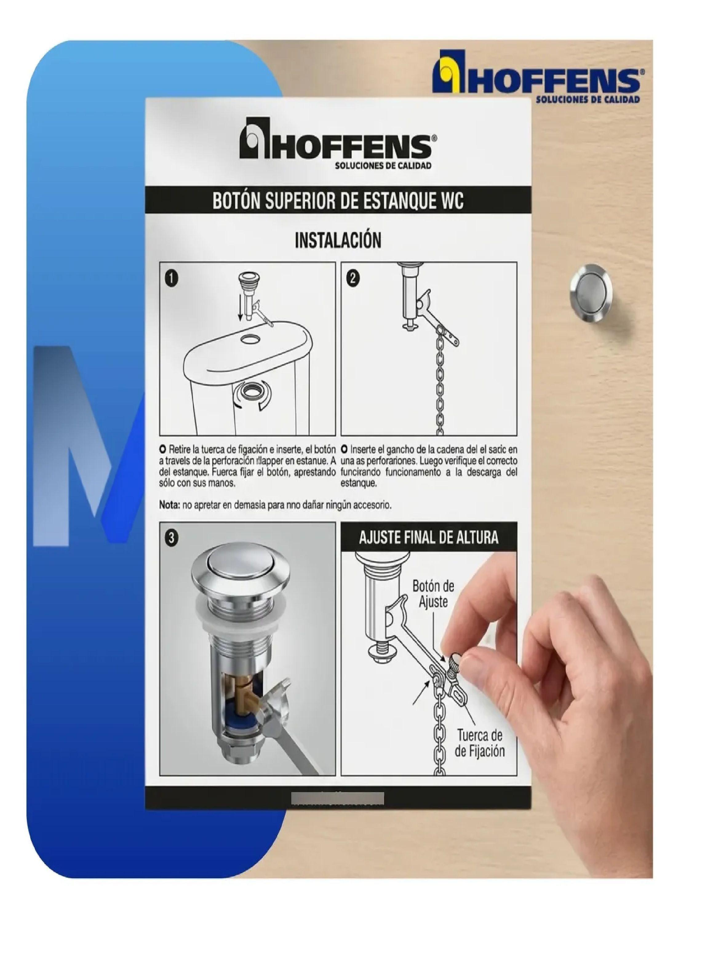 Boton Superior Cromado 38mm Estanque Wc Descarga Tradicional-4