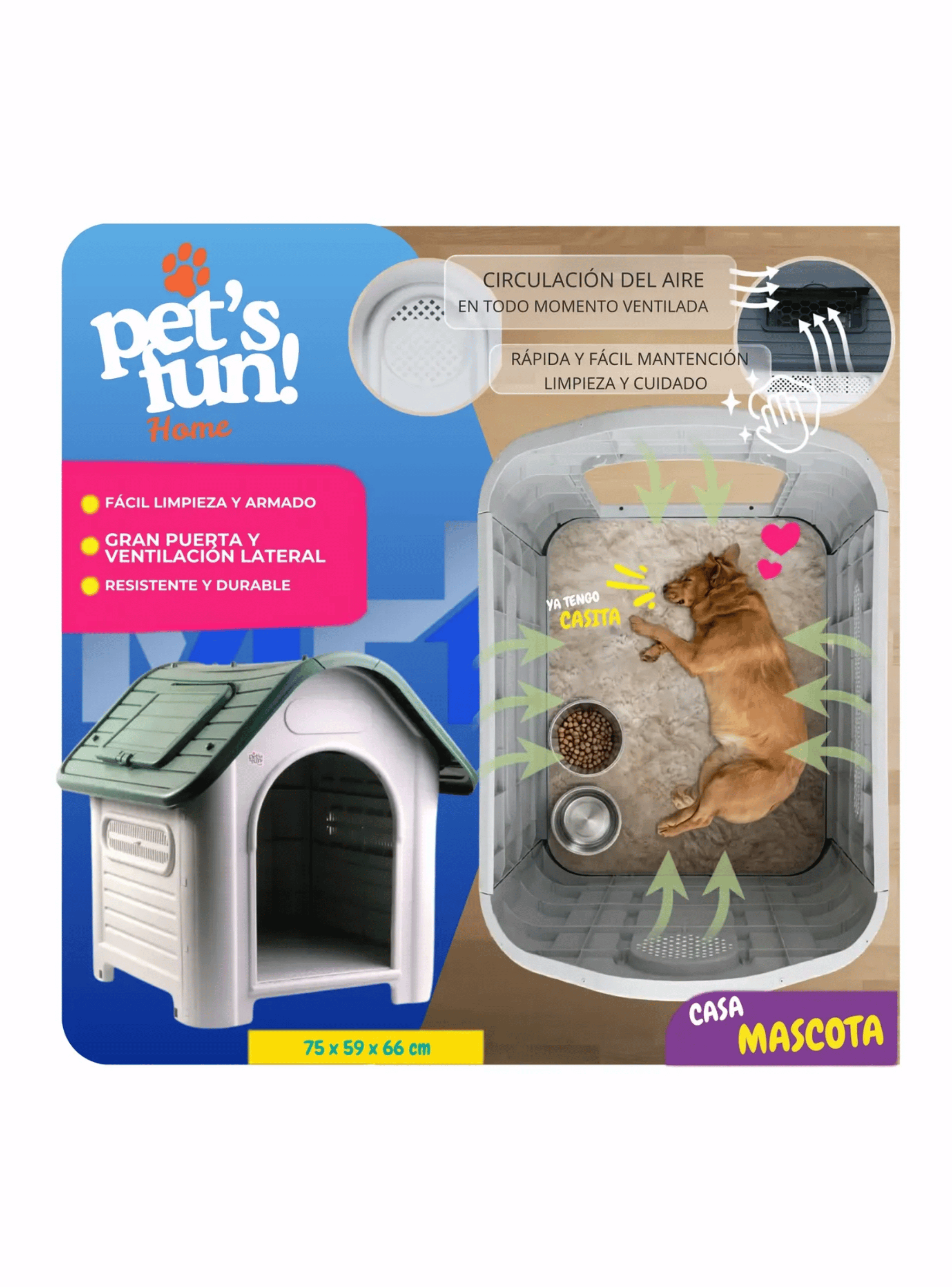 Casa Para Perro Rundy 87x72x75 5cm Mascotas Peq A Mediano-1