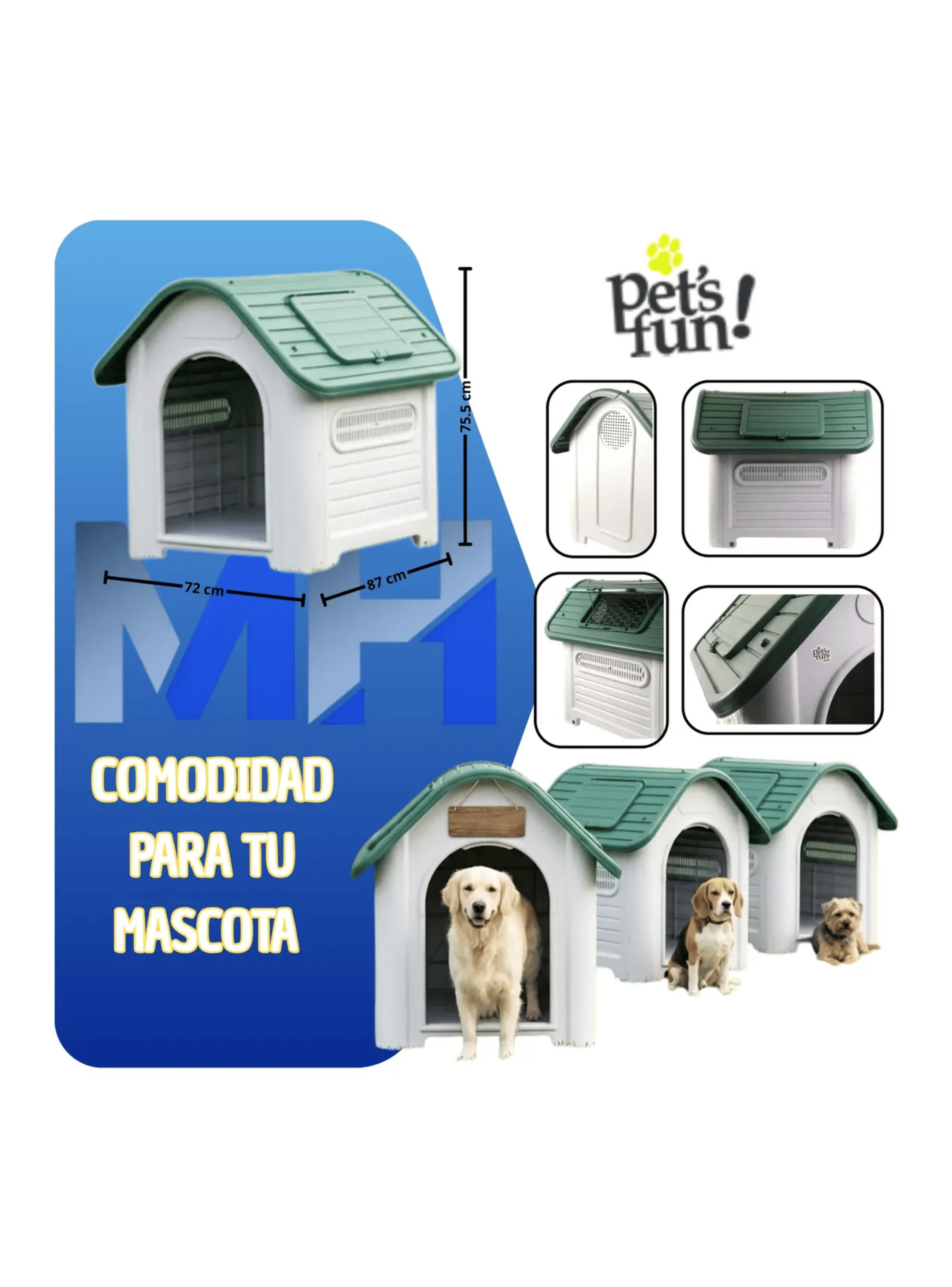 Casa Para Perro Rundy 87x72x75 5cm Mascotas Peq A Mediano-4