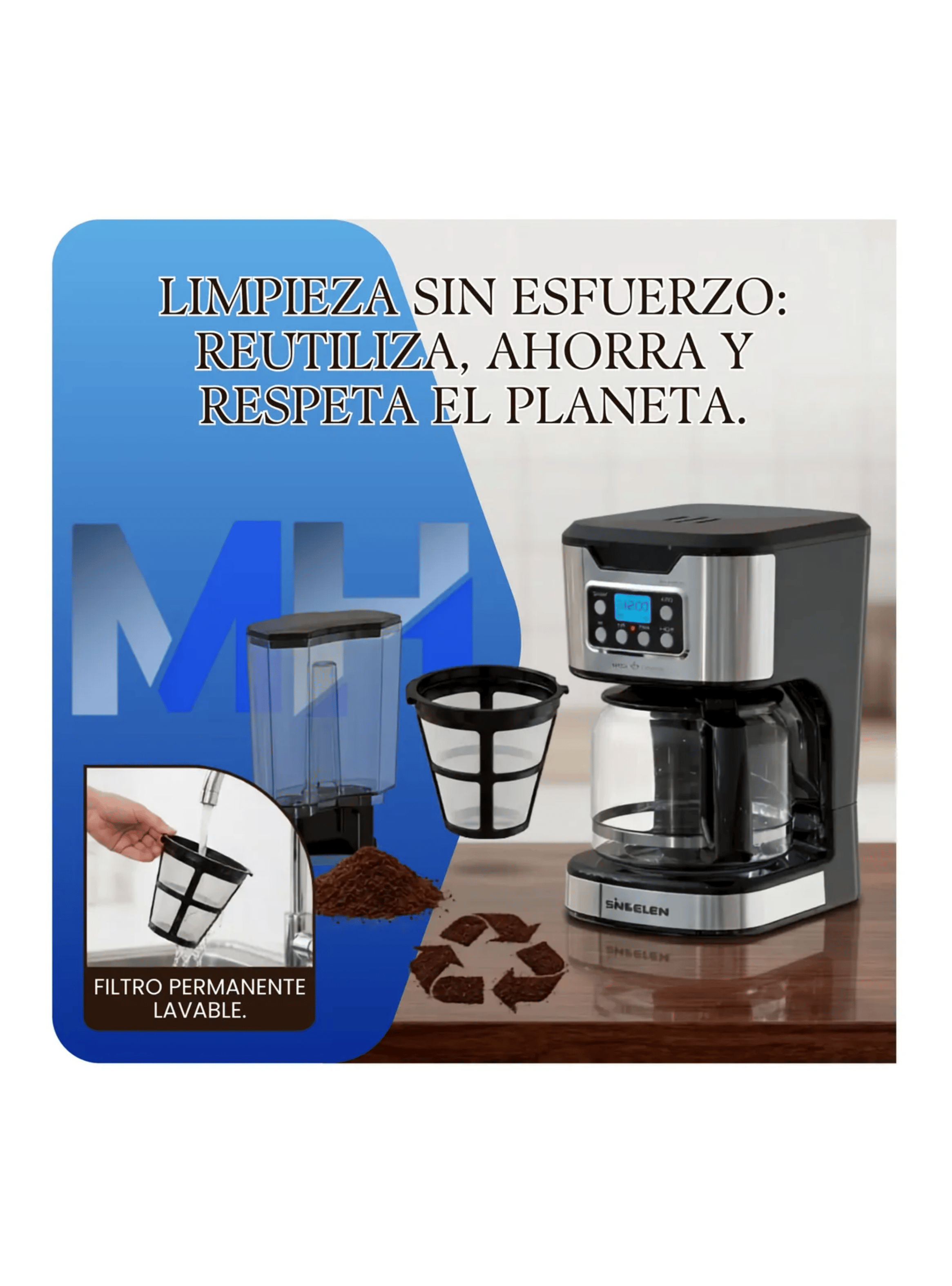 Cafetera Programable Sindelen Goccia Superiore 14 Tazas 1 8l-6