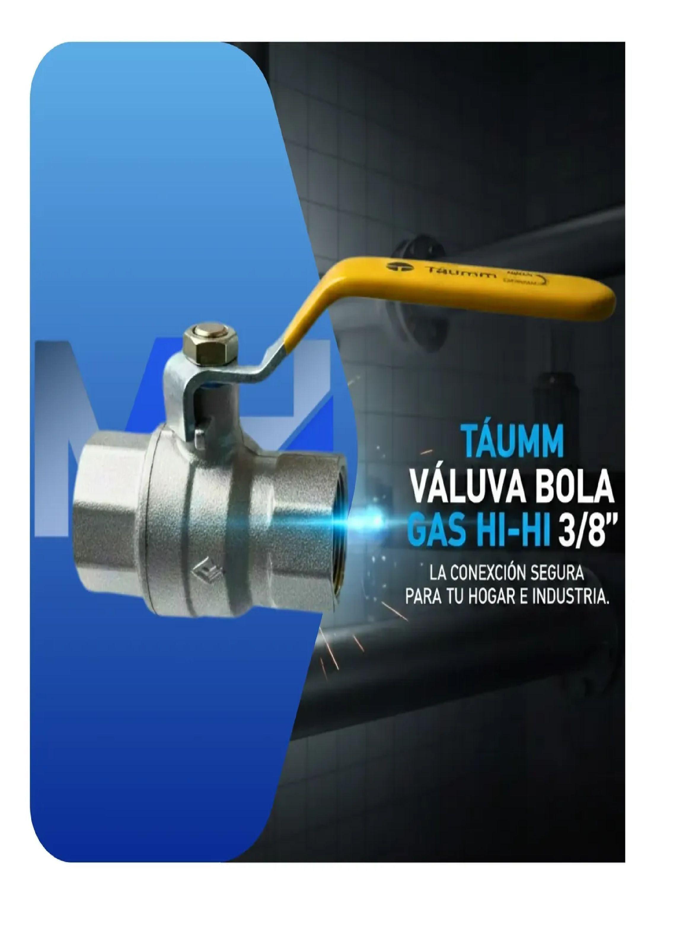Llave De Paso Bola Gas 3/8 Hi-hi Taumm Certificada Sec-2