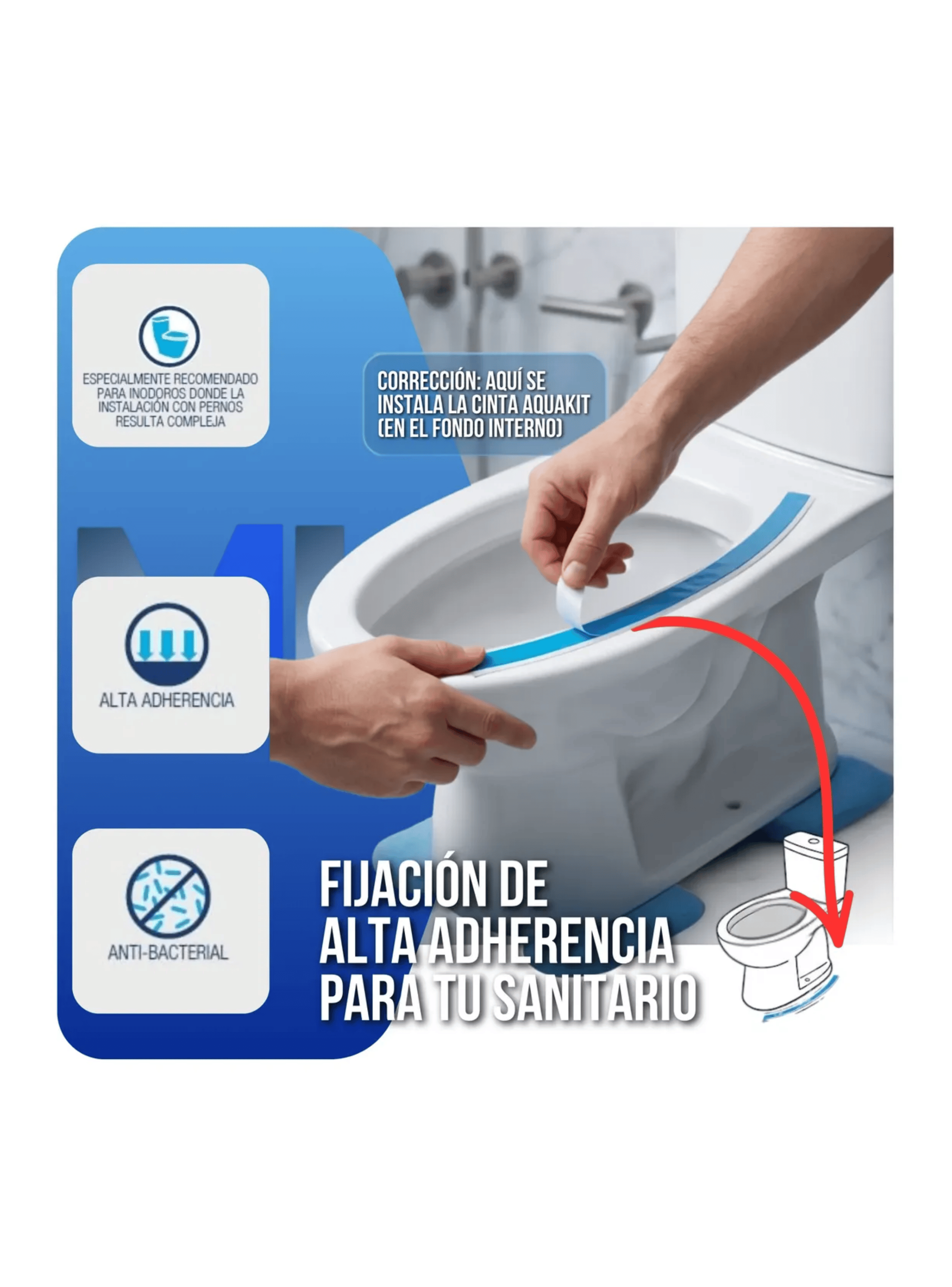 Cinta Doble Faz Anclaje A Piso Wc Sanitarios Aquakit 1680mm-4