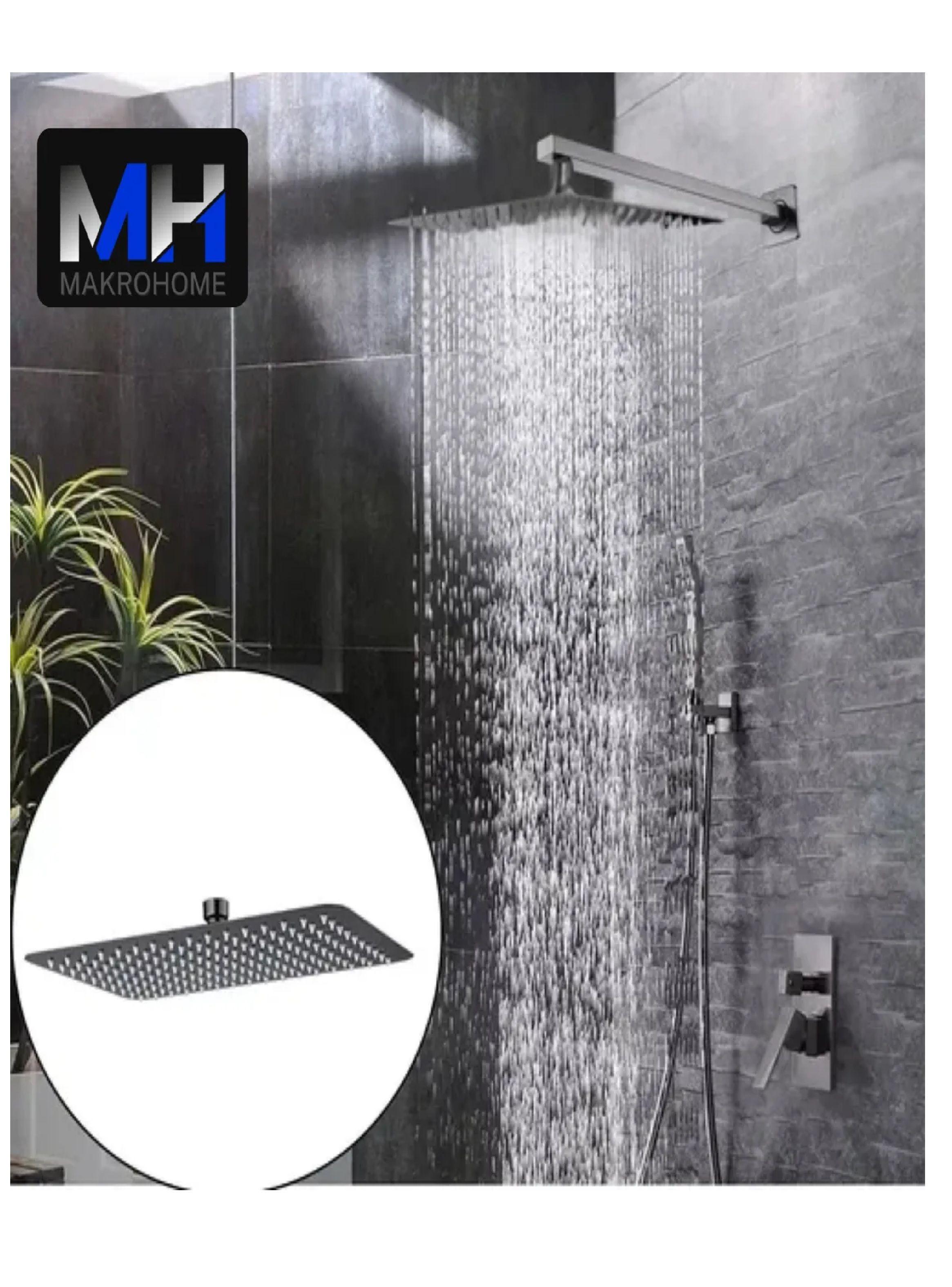 Brazo De Ducha 40cm + Plato De Ducha 20x30cm Gunmetal Taumm-4
