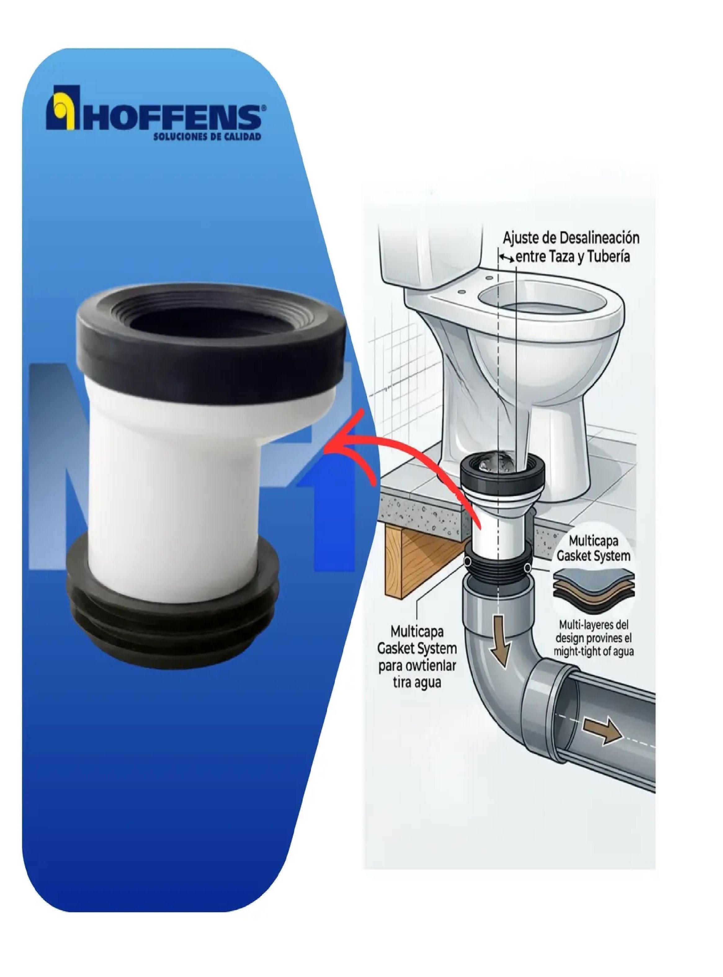 Manguito Wc Excentrico 110mm Hoffens Con Junta Y Adaptador-4