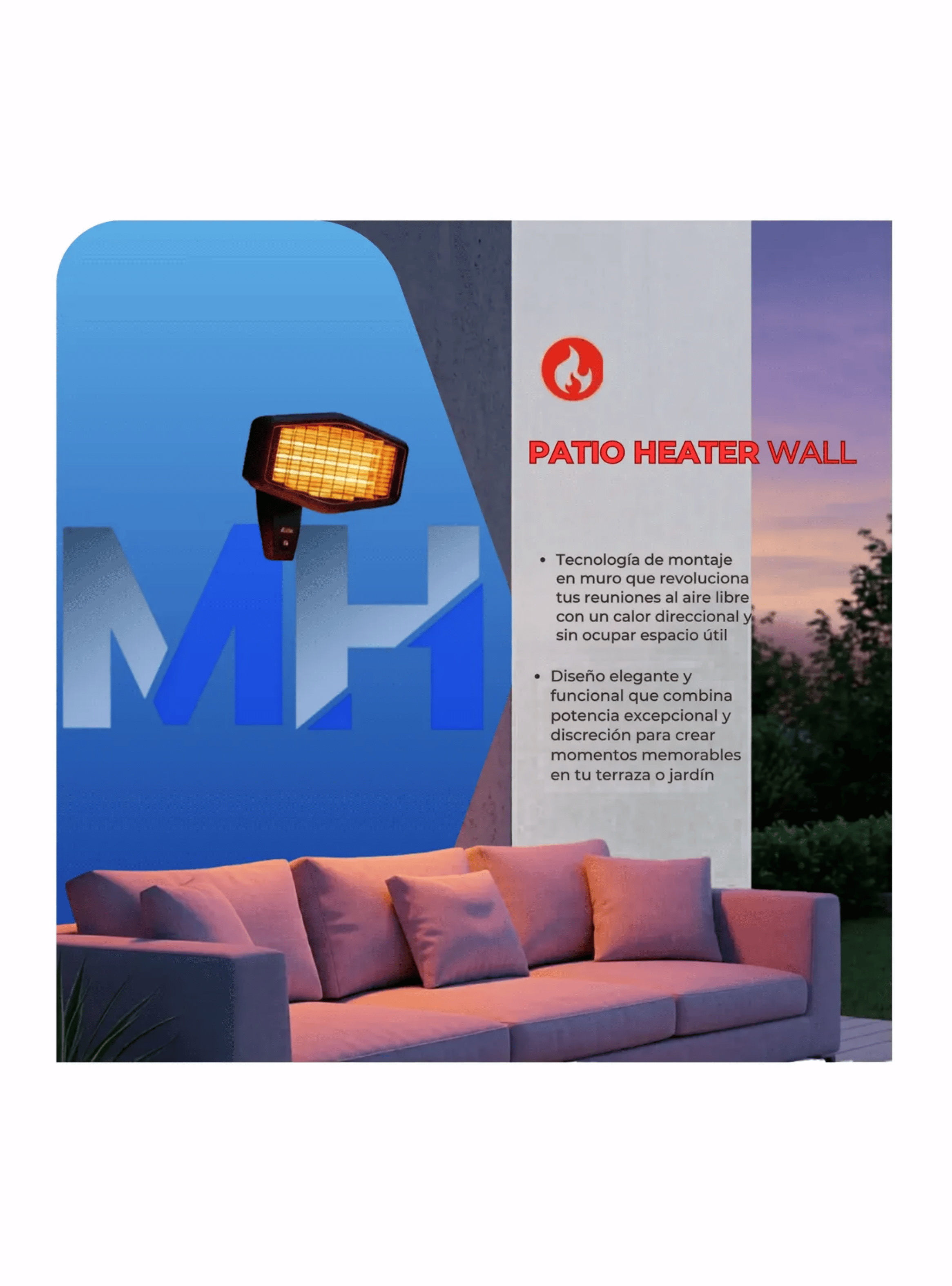 Estufa Terraza De Exterior Nex De Pared 2000w Infrarroja-3