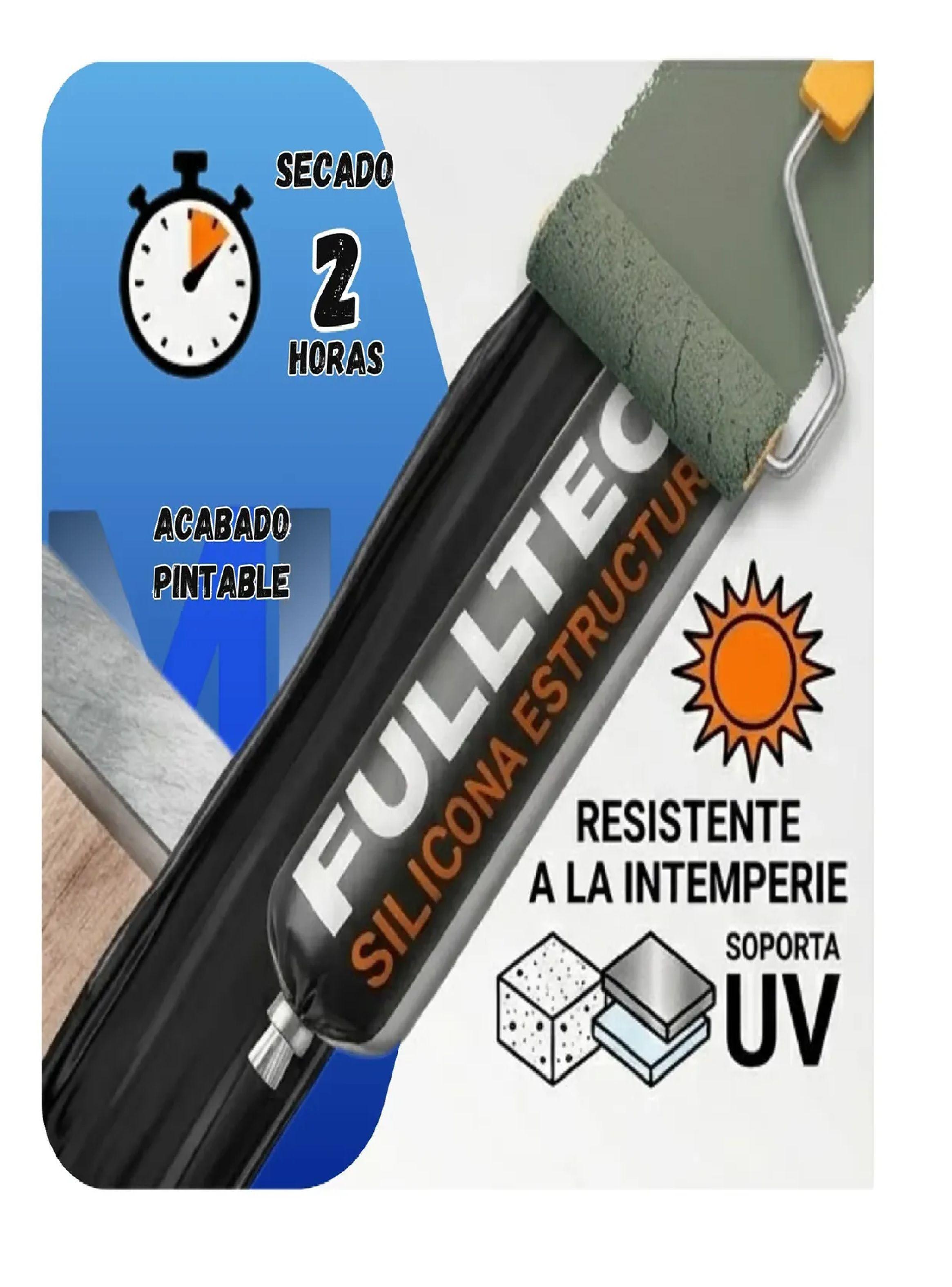 Sellador Poliuretano Estructural Fulltec 600ml Negro Pu40-3