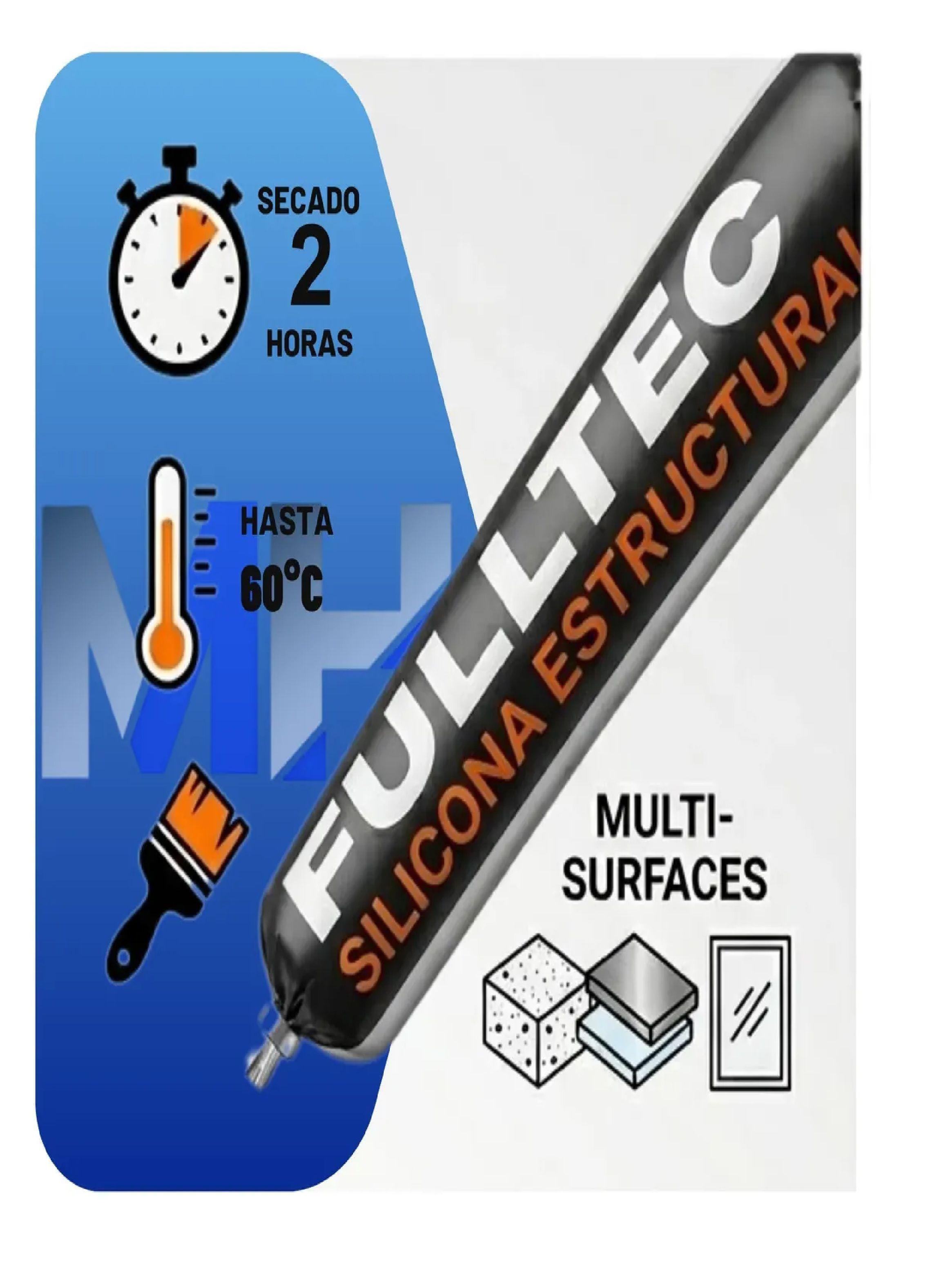 Sellador Poliuretano Estructural Fulltec 600ml Negro Pu40-4