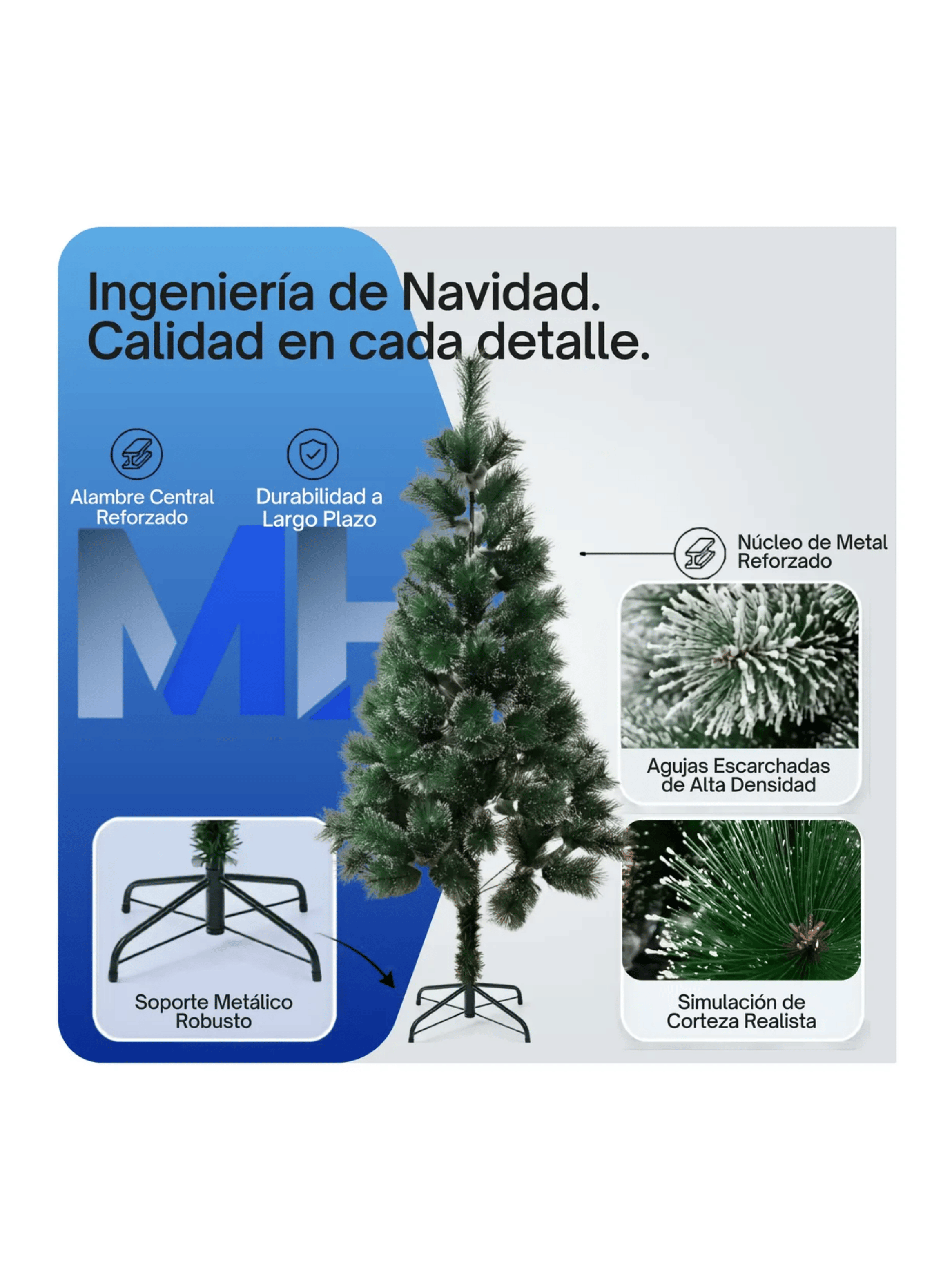 Arbol De Navidad Nevado 180 O 210 Cm Base Metalica Elegir-6
