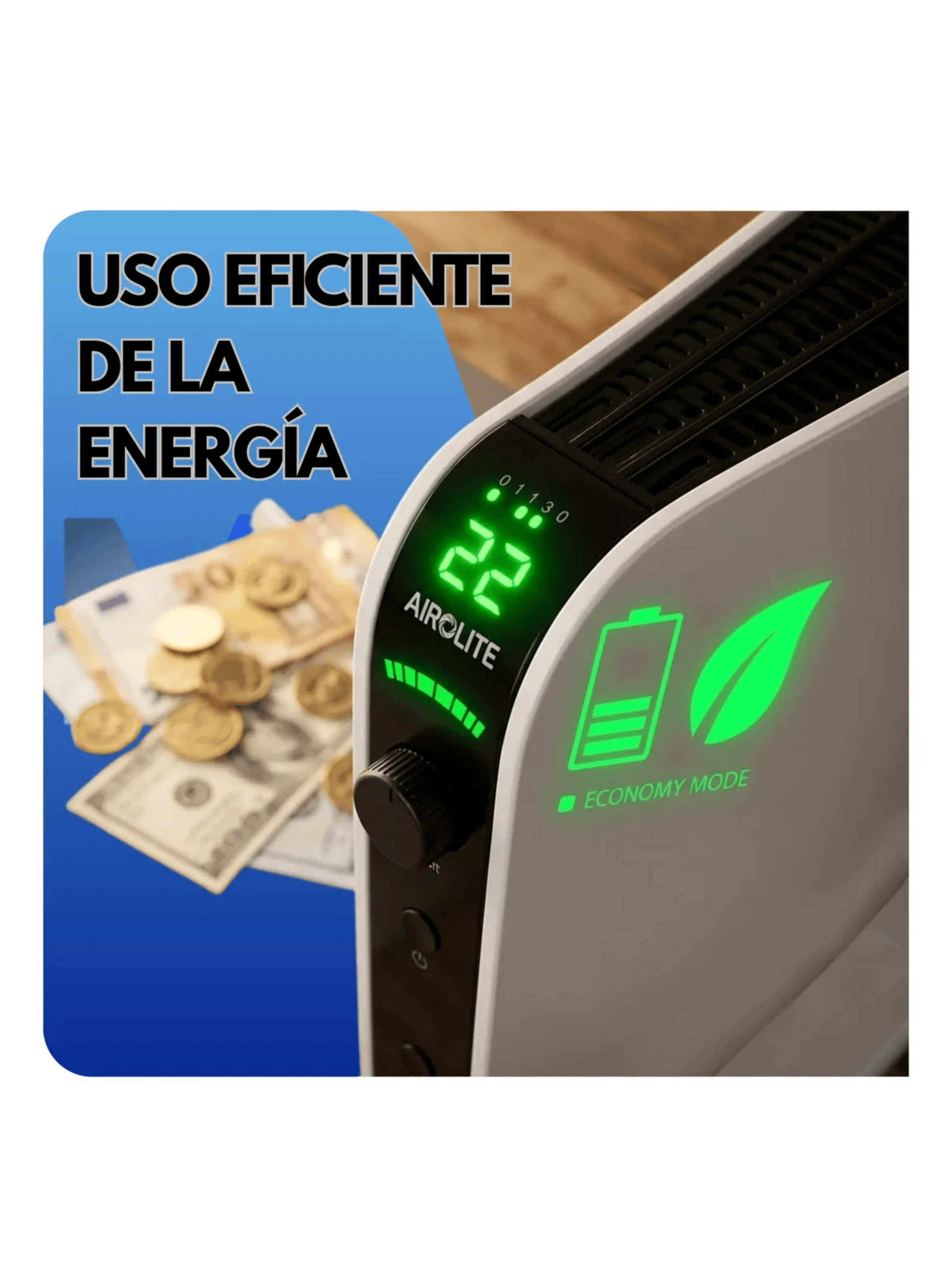 Convector Electrico Digital Airolite 2000w Con Timer 24h wi fi-2