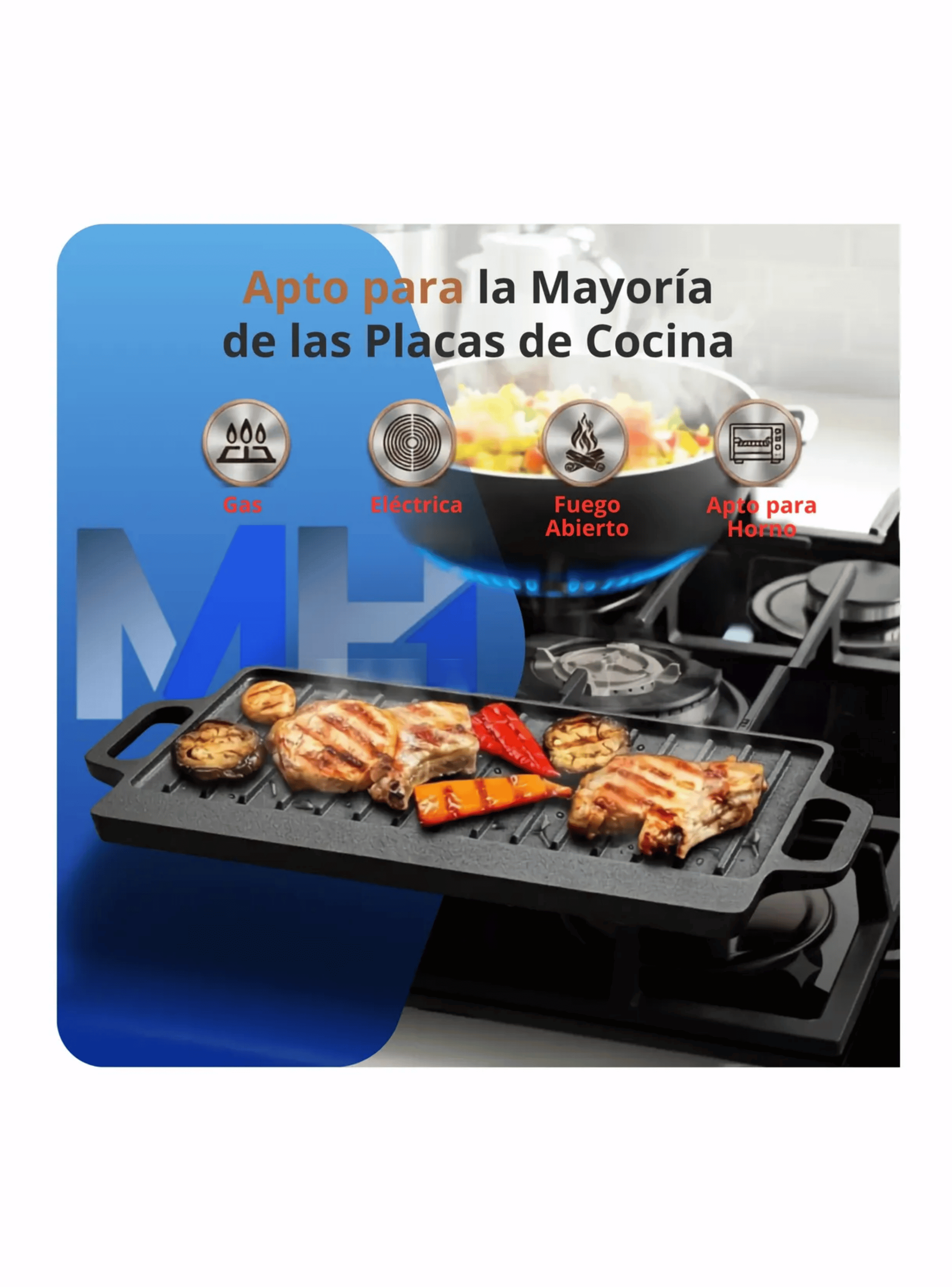 Plancha Churrasquera Reversible Fierro Fundido 46x23 Cm-4