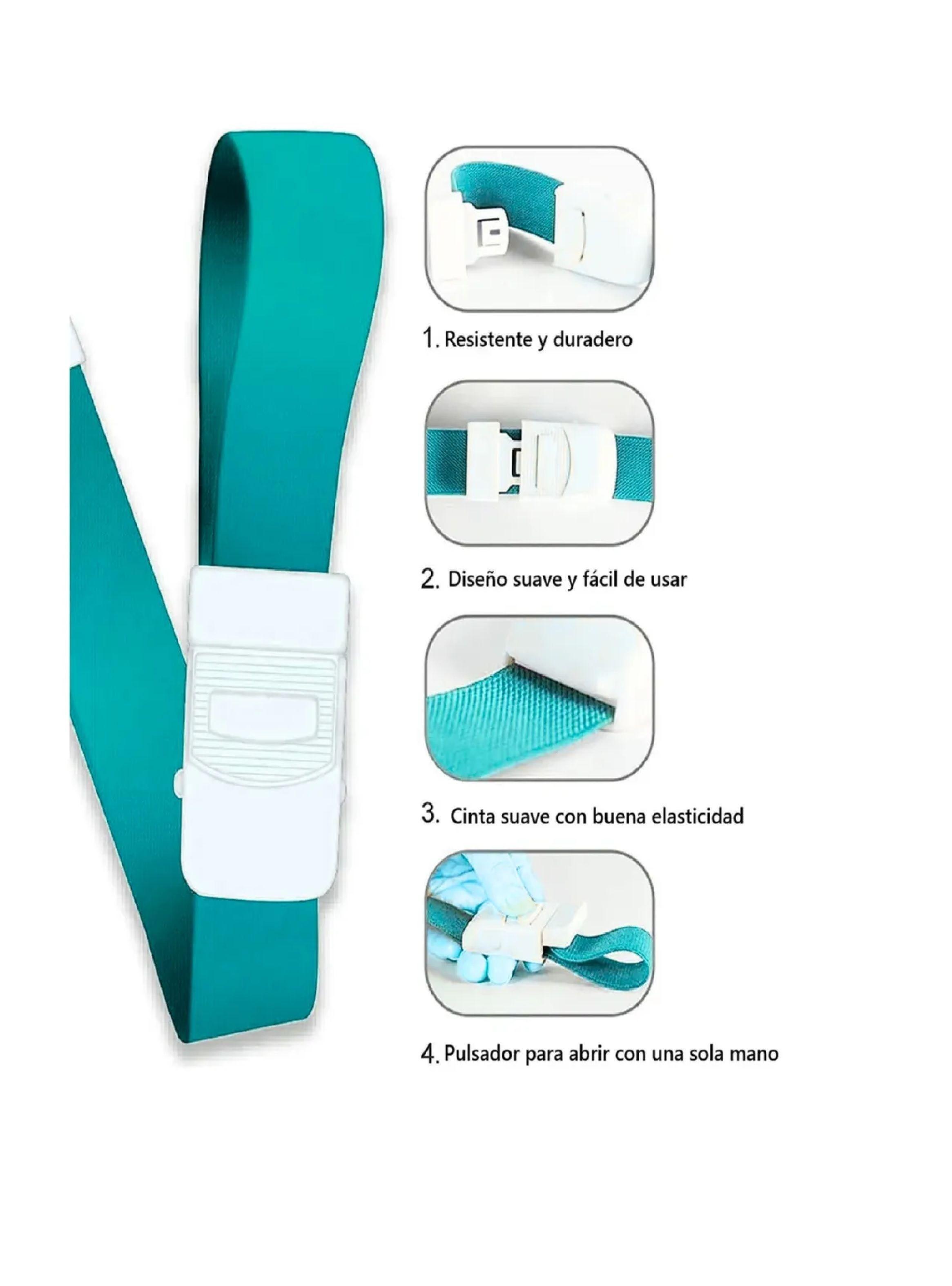 Torniquete Ligadura Elastico Hebilla Medicas Celeste-2