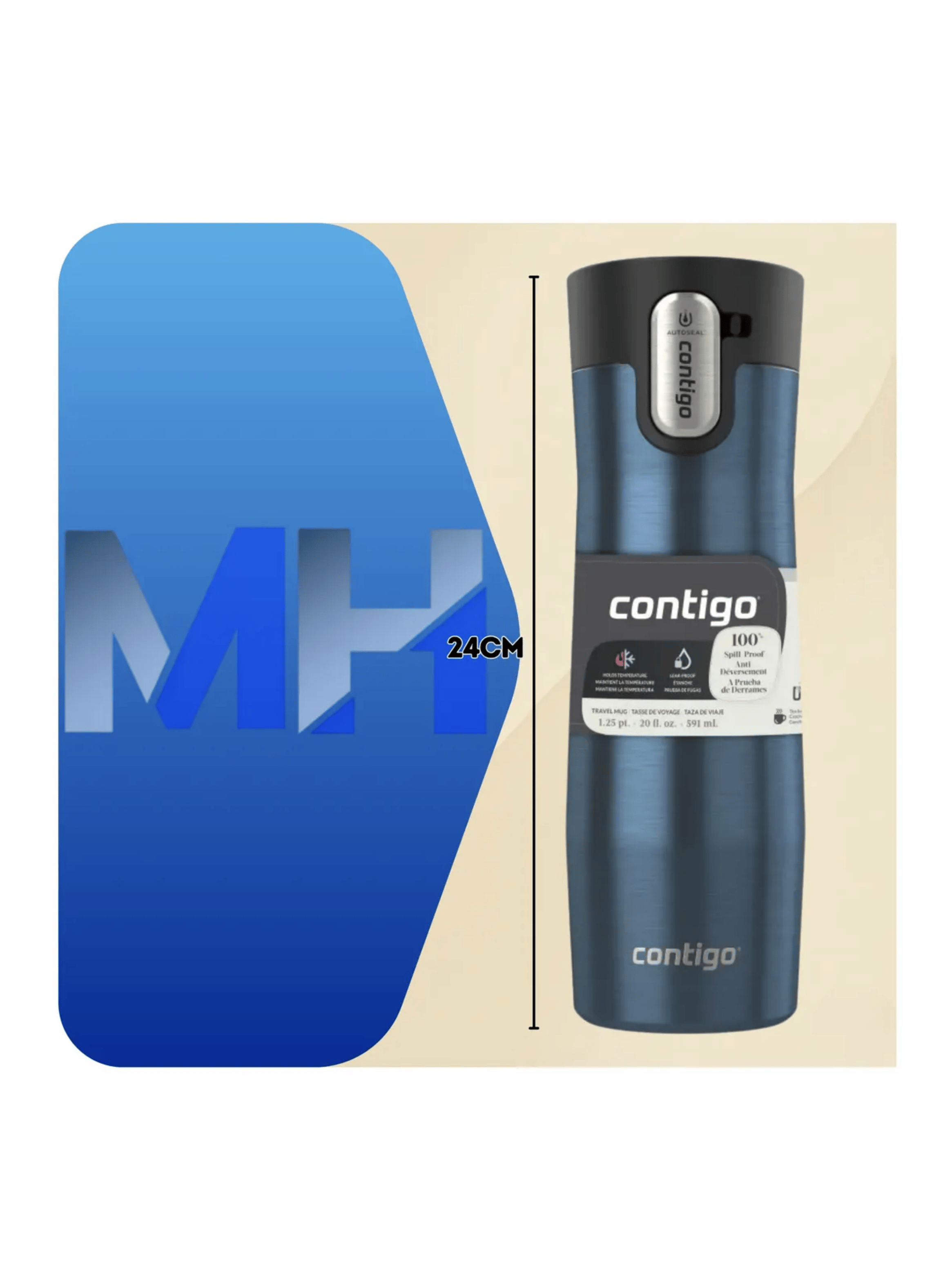 Mug Termico Contigo West Loop 591ml Autoseal Acero Original-4