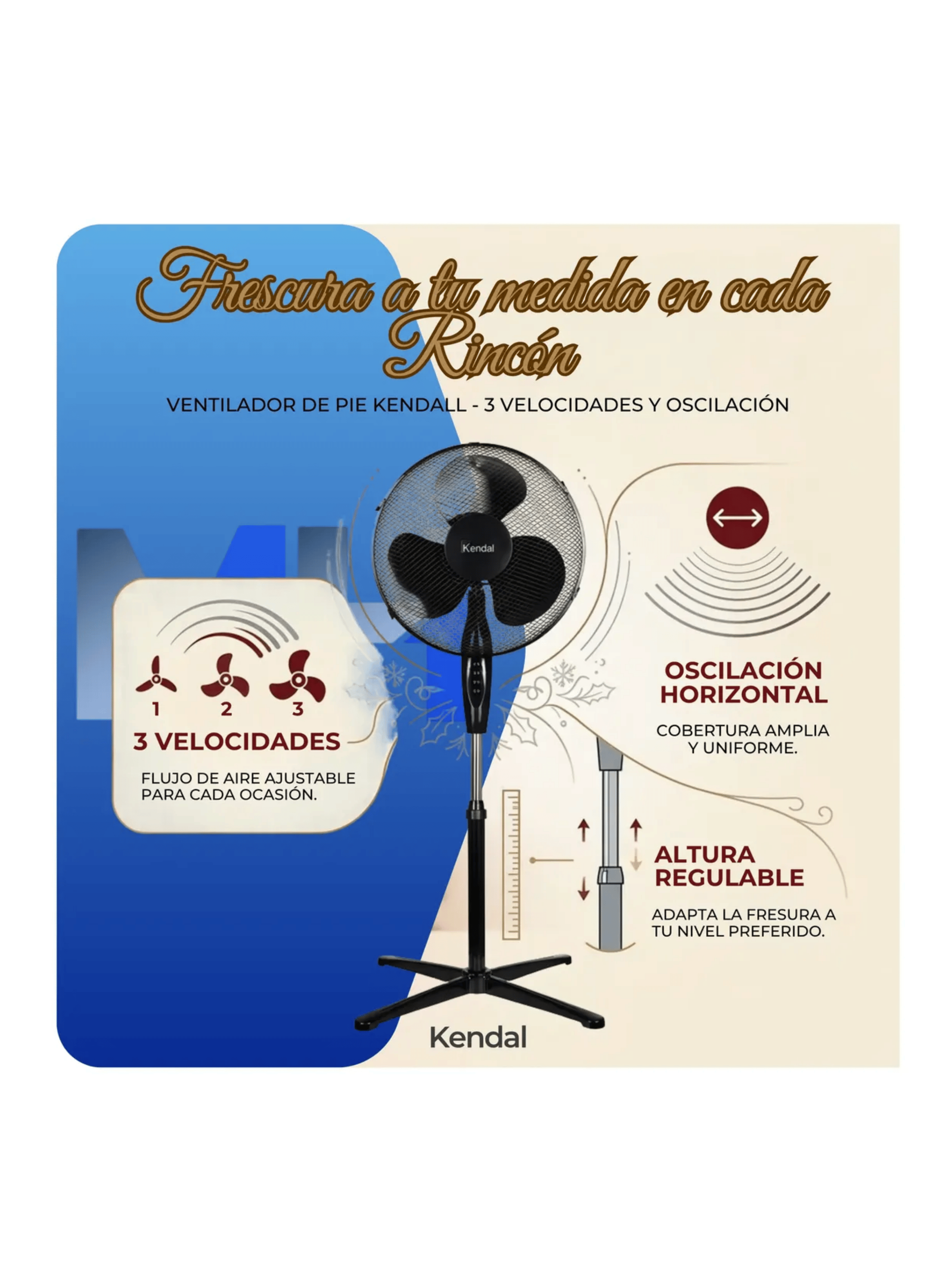 Ventilador De Pedestal 16 Pulgadas Kvp basic25 3 Niveles-2