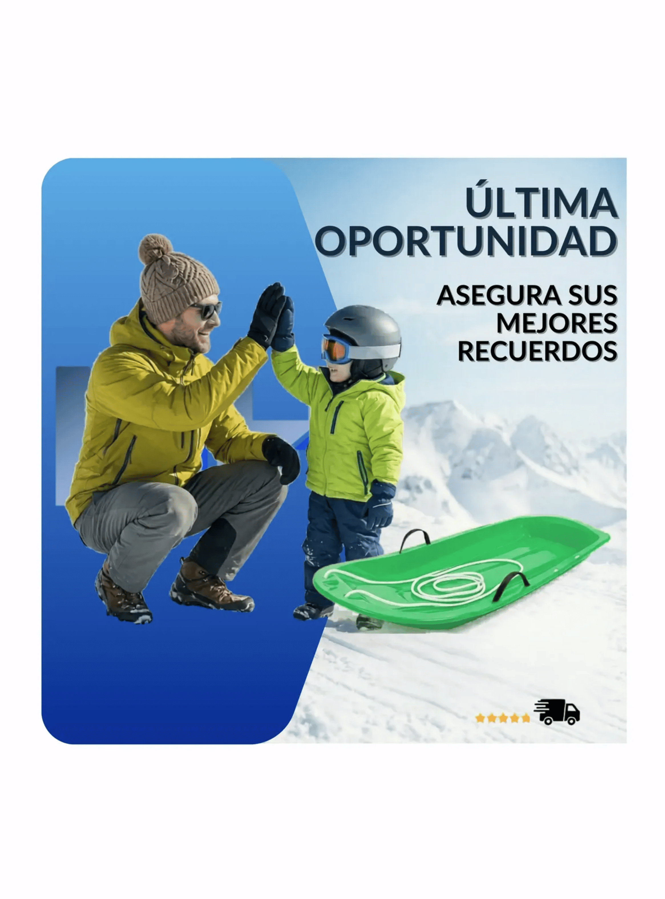Trineo Nieve Deslizante Con Agarre Y Cuerda Ni os Y Adultos verde-5