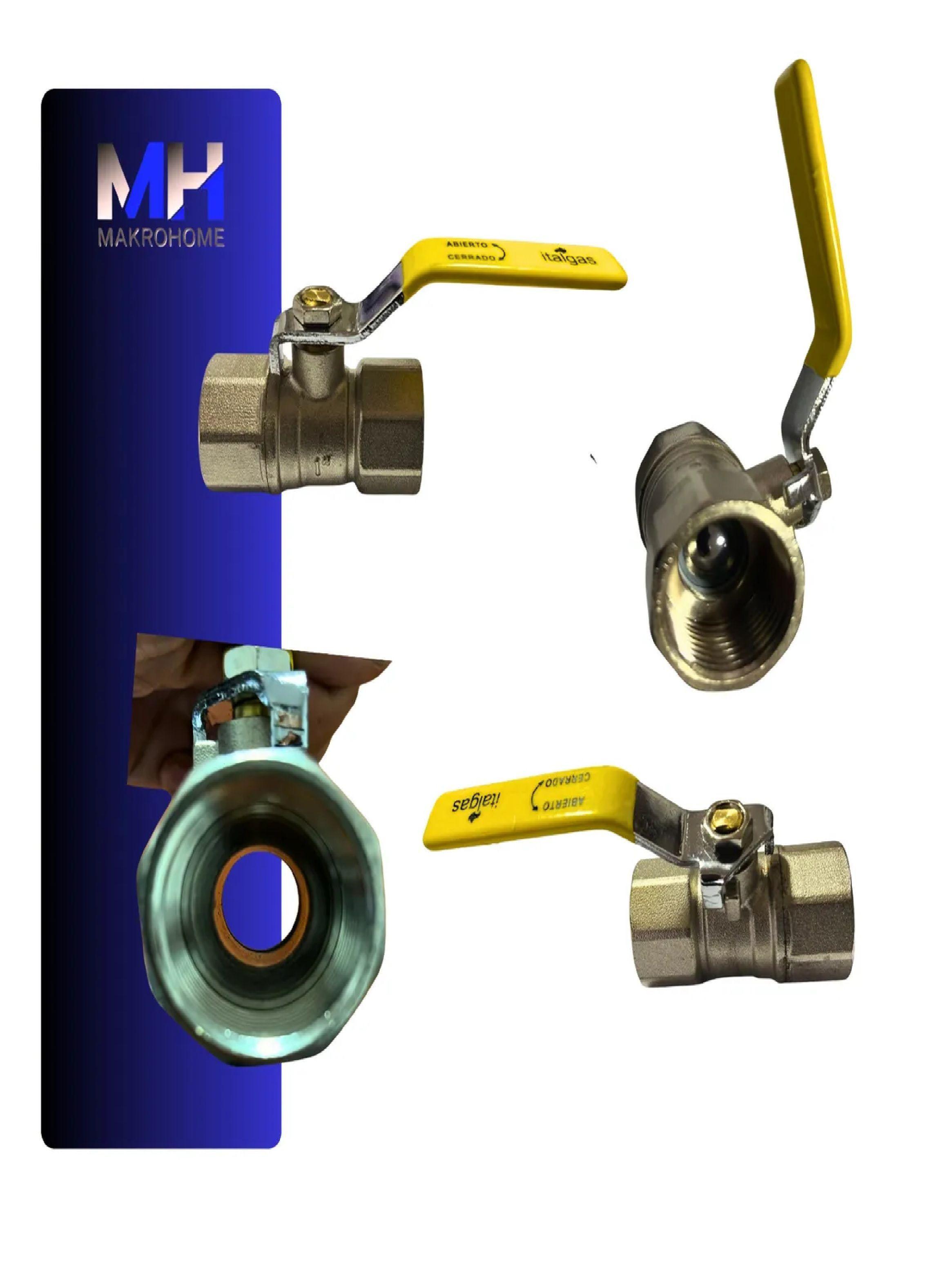 Llave De Paso Bola Bronce 1 Amarilla Itlgas Gas Y Agua-3