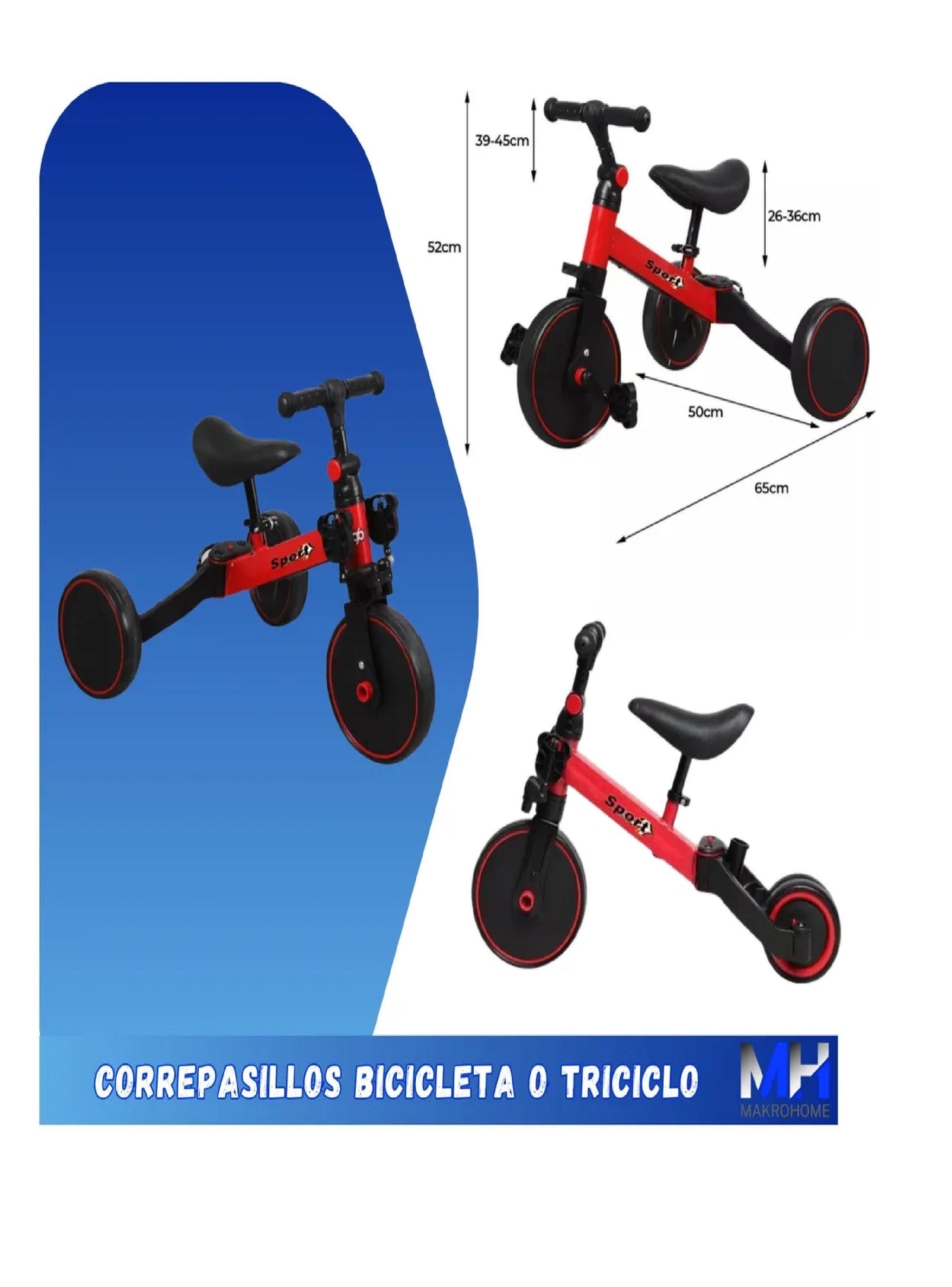 Triciclo Correpasillos Bicicleta De Aprendizaje 3 En 1 Rojo-4