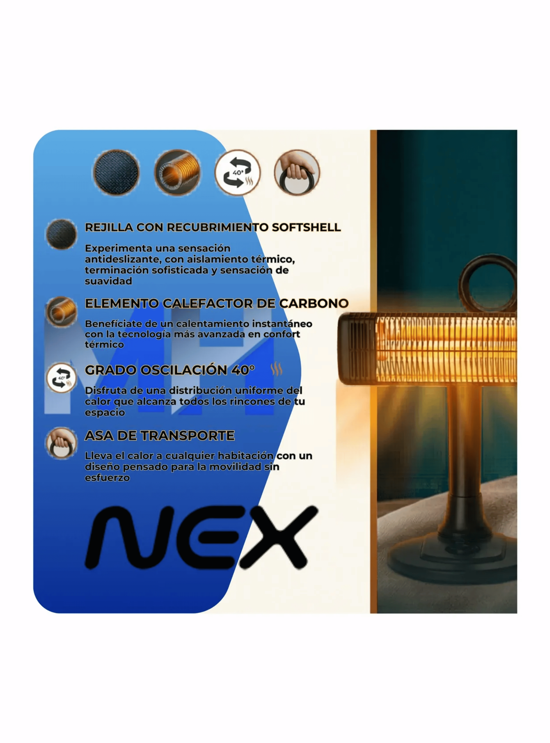 Estufa Fibra De Carbono Nex Crcarbvh 900w Vertical Horizonta-5